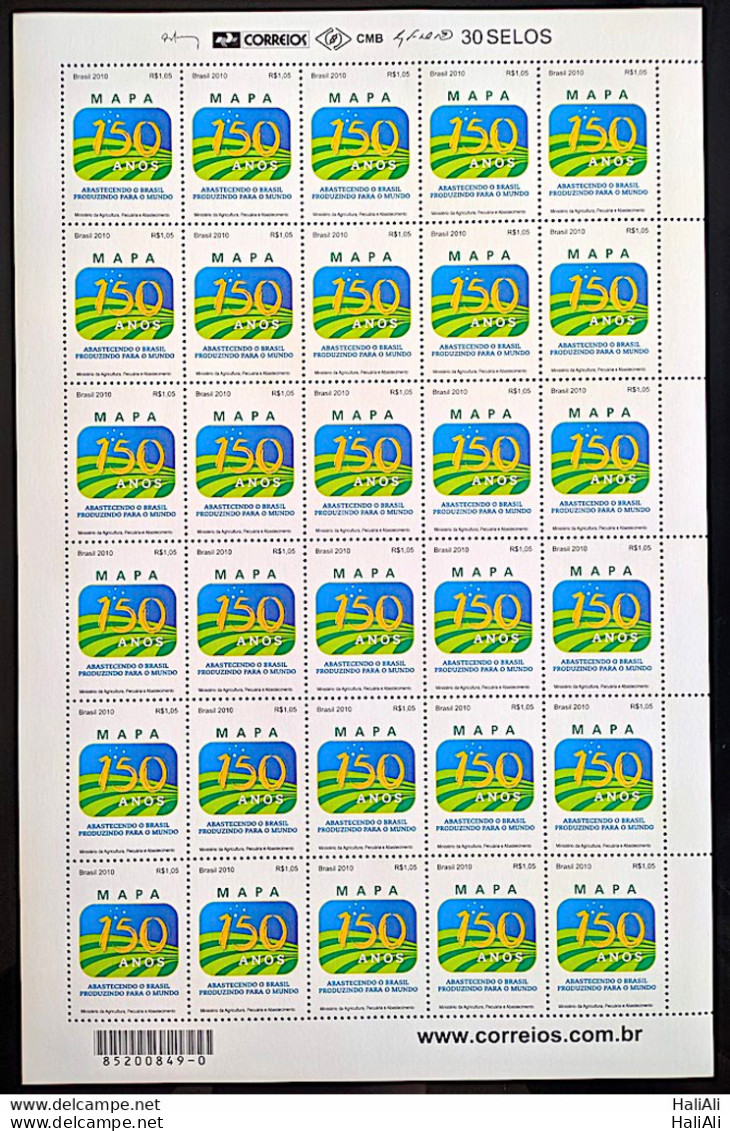 C 3002 Brazil Stamp 150 Years Ministry Of Agriculture And Livestock 2010 Sheet - Unused Stamps