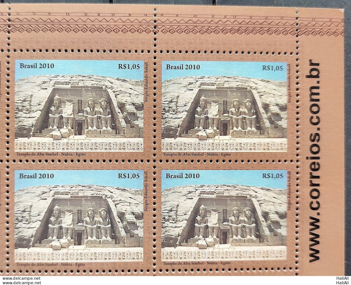 C 3001 Brazil Stamp Diplomatic Relations Egypt Temple Abu Simbel Nubia 2010 Block Of 4 Vignette Website - Nuovi