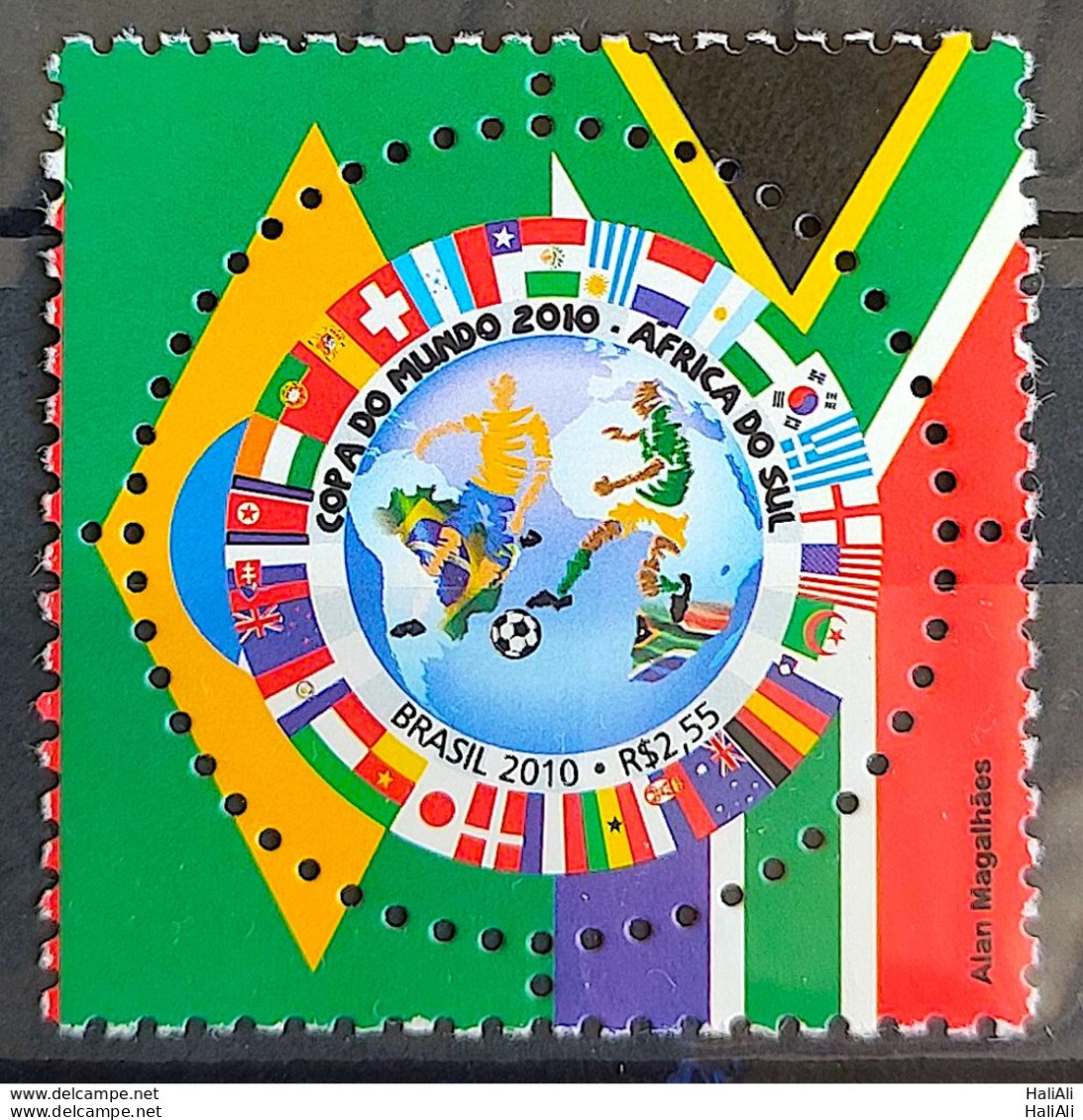 C 2981 Brazil Stamp World Cup South Africa Map Flag Football 2010 Football - Neufs