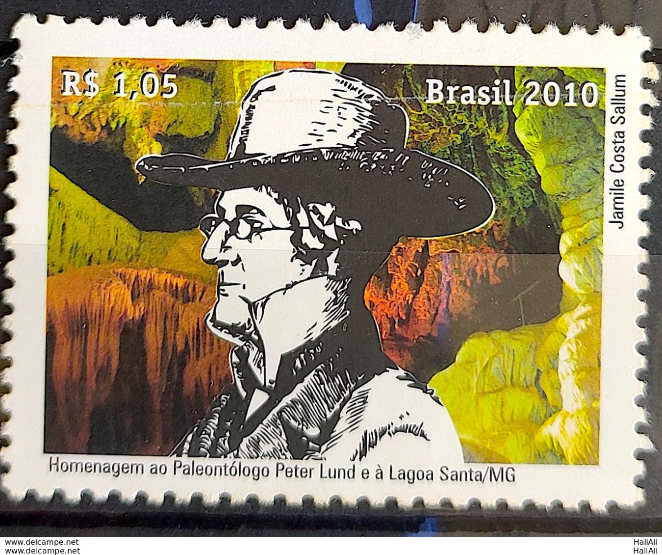 C 2982 Brazil Stamp Paleontologist Peter Lund Lagoa Santa MG Hat Glasses 2010 - Nuovi