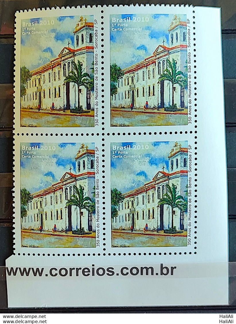 C 2961 Brazil Stamp Monastery Of Sao Bento Sorocaba Church Religion 2010 Block Of 4 Vignette Website - Neufs