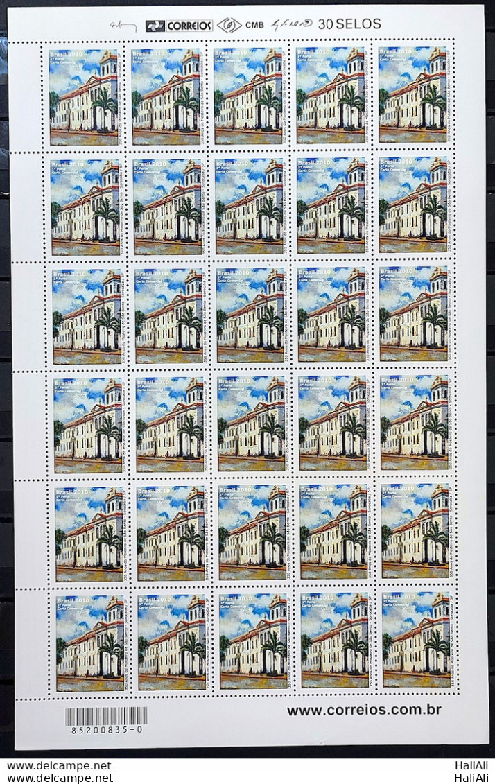 C 2961 Brazil Stamp Monastery Of Sao Bento Sorocaba Church Religion 2010 Sheet - Ungebraucht