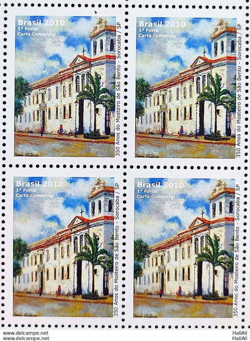 C 2961 Brazil Stamp Monastery Of Sao Bento Sorocaba Church Religion 2010 Block Of 4 - Neufs