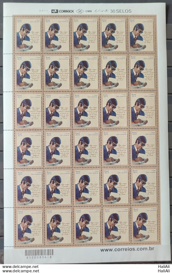 C 2954 Brazil Stamp Chico Xavier Spiritism Religion 2010 Sheet - Unused Stamps