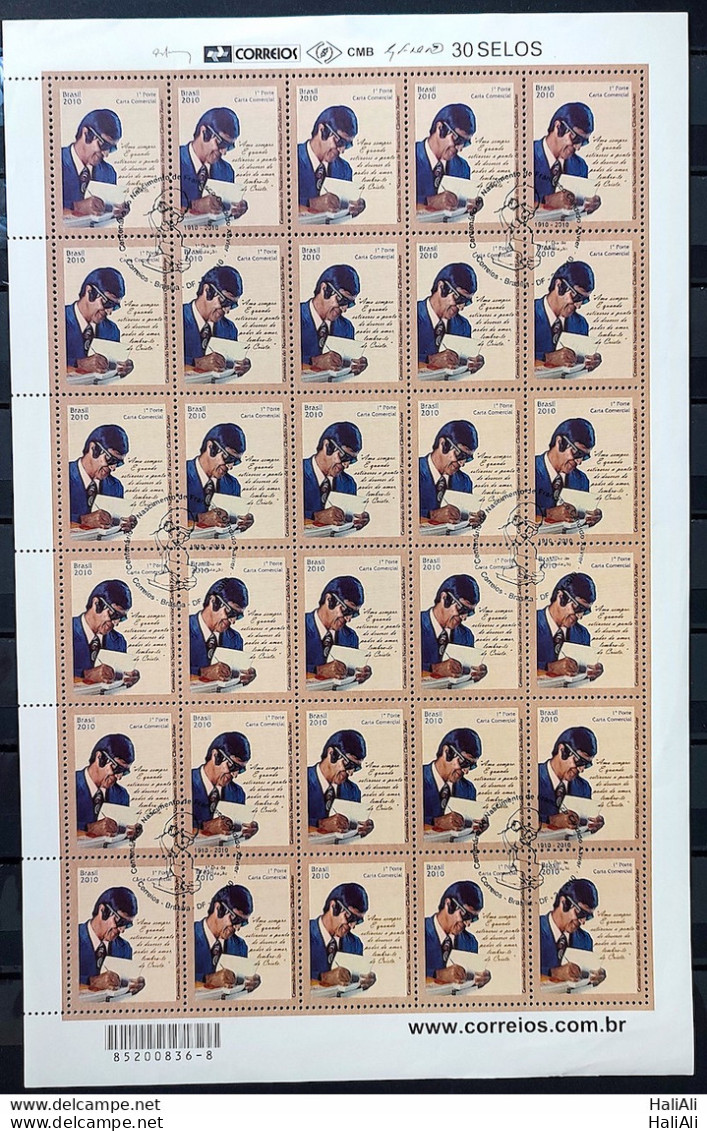 C 2954 Brazil Stamp Chico Xavier Spiritism Religion 2010 Sheet CBC DF - Ungebraucht