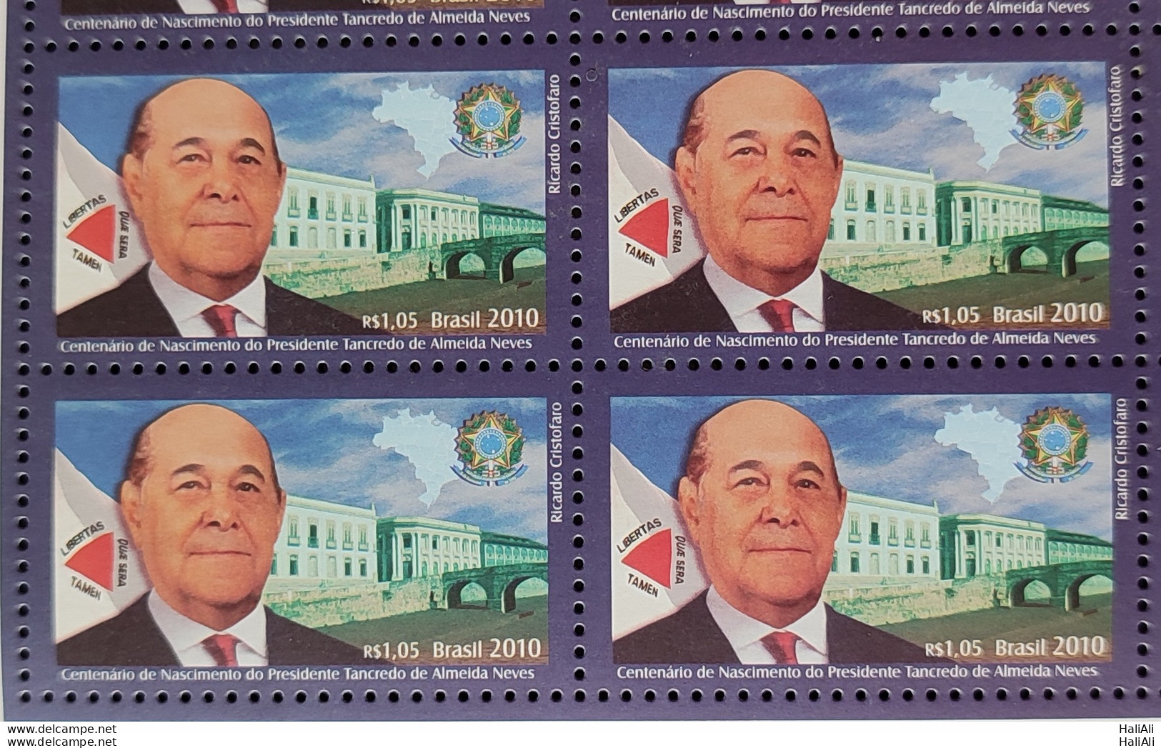 C 2952 Brazil Stamp President Tancredo Personality Politic Map 2010 Block Of 4 - Unused Stamps