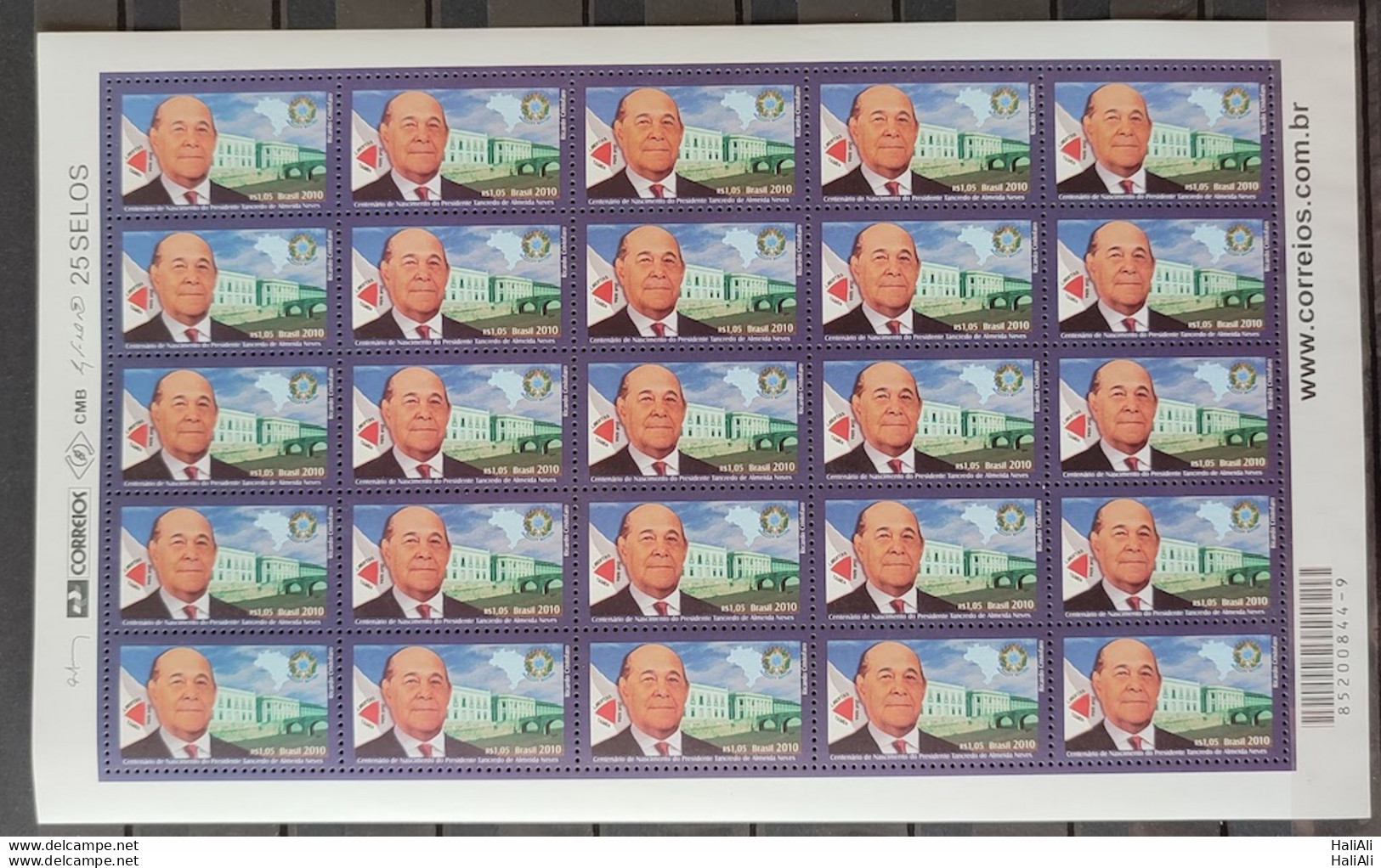 C 2952 Brazil Stamp President Tancredo Personality Politic Map 2010 Sheet - Ungebraucht