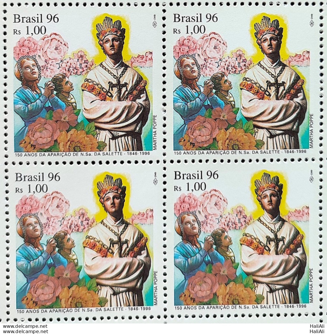 C 2010 Brazil Stamp Our Lady Of Salette Religion 1996 Block Of 4 - Unused Stamps