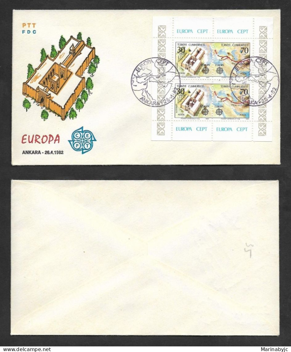 SE)1982 TURKEY  FIRST DAY COVER, EUROPE CEPT ISSUE, SELIÚCIDA PALACE OF THE 13TH CENTURY, SILK ROAD, XF - Sonstige & Ohne Zuordnung