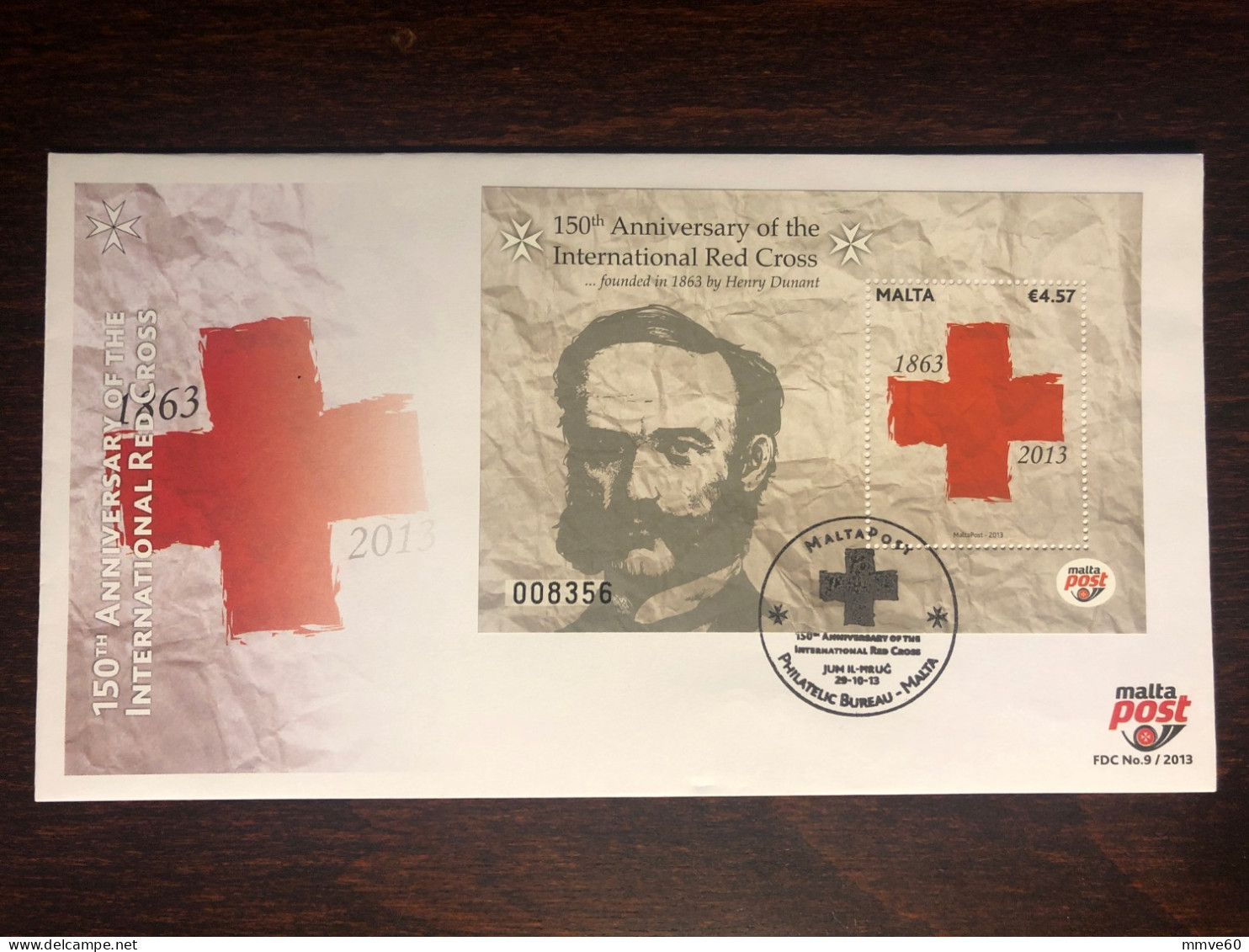 MALTA FDC COVER 2013 YEAR RED CROSS DUNANT HEALTH MEDICINE STAMPS - Malte
