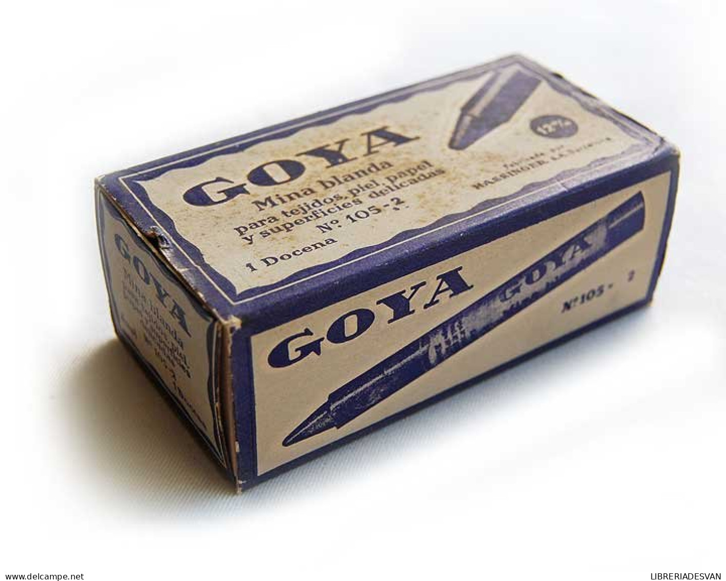 Antigua Caja De Mina Blanda Goya Para Tejidos, Piel, Papel Y Superficies Delicadas Nº 105-2 - Autres & Non Classés