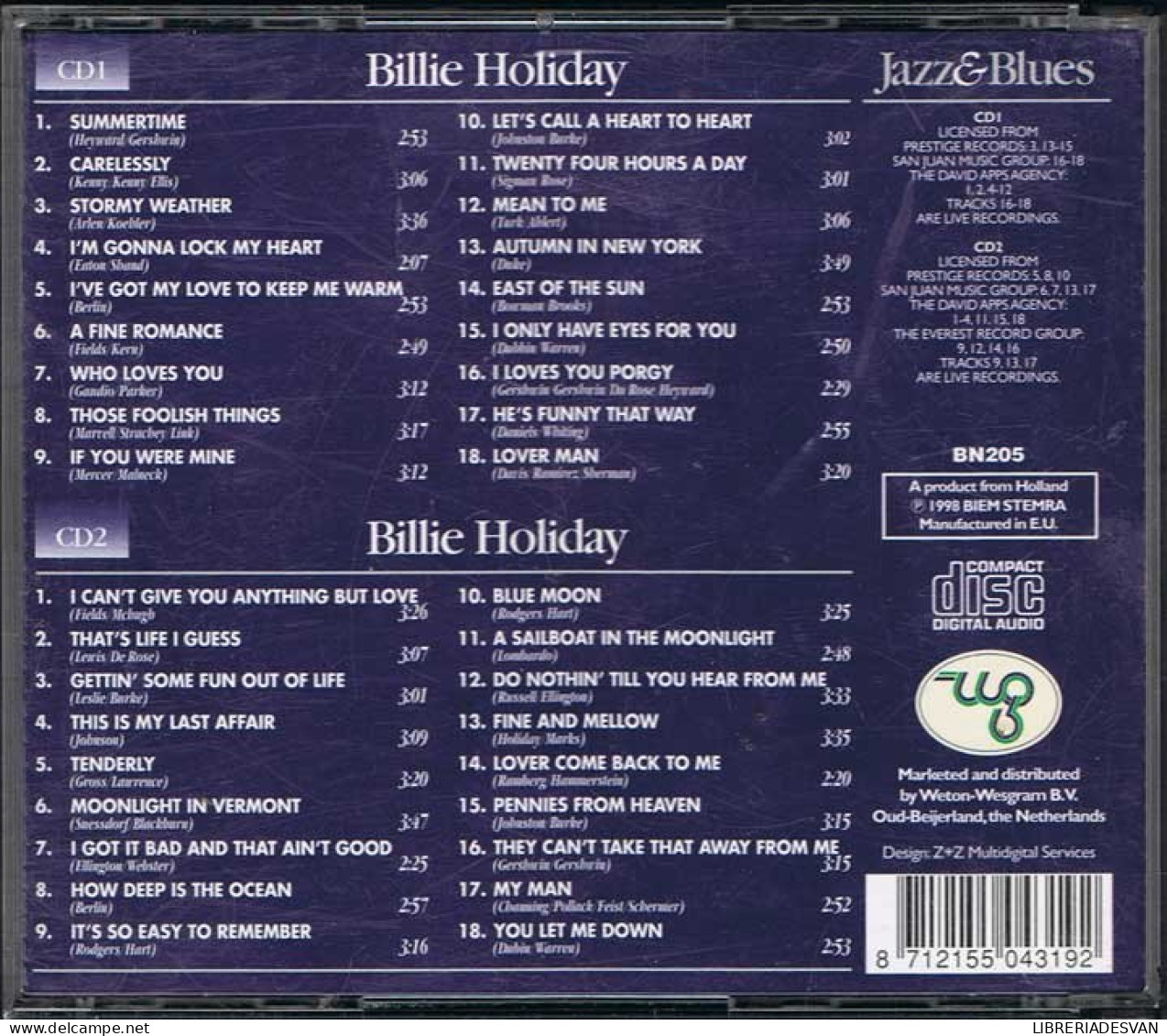 Billie Holiday - Jazz & Blues (2 CDs) - Sonstige & Ohne Zuordnung