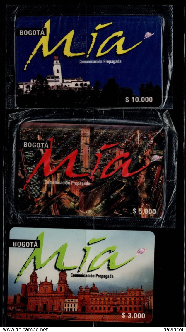 TT21-COLOMBIA PREPAID CARDS - 1999 - MINT/USED  - MIA BOGOTA - $3.000 - $5.000 - $10.000 - RARES - Colombia