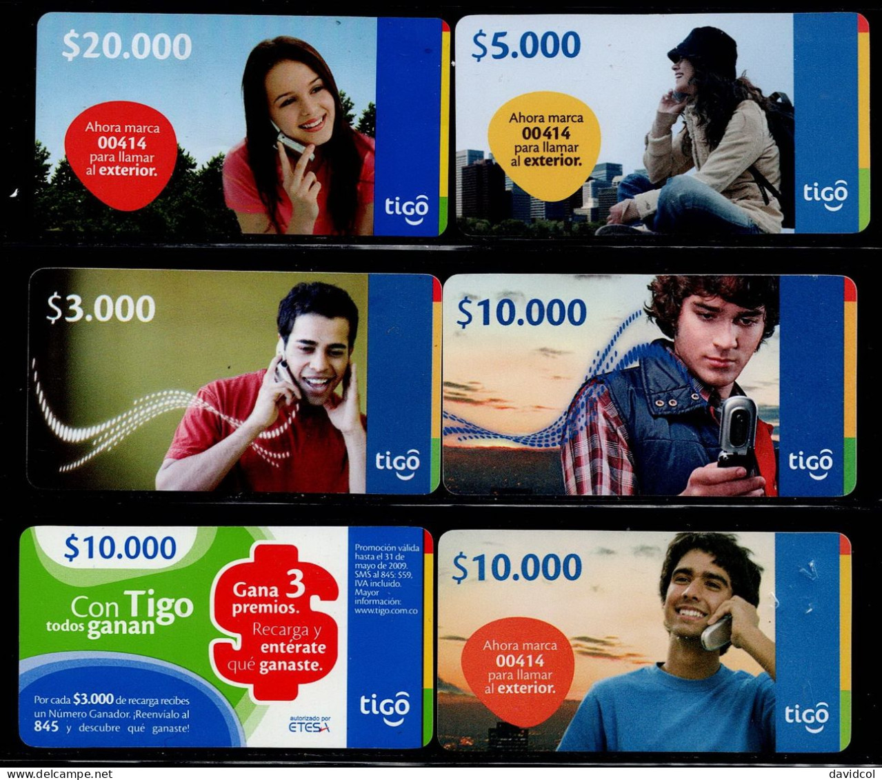 TT24-COLOMBIA PREPAID CARDS - 2011 - USED - TIGO - $3.000 - $5.000 - $10.000 - $20.000 - Kolumbien