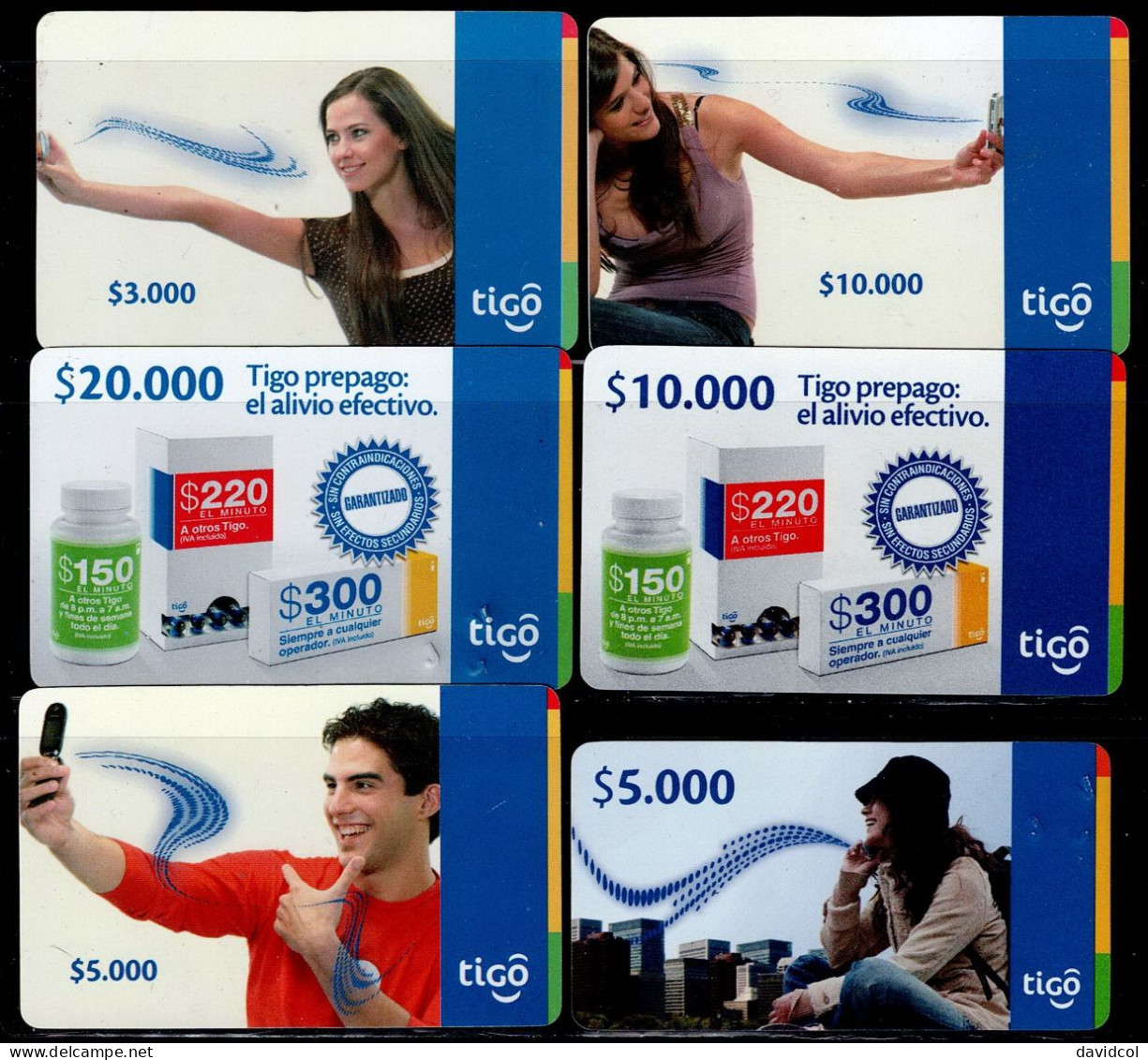 TT25-COLOMBIA PREPAID CARDS - 2011 - USED - TIGO - $3.000 - $5.000 - $10.000 - $20.000 - Kolumbien