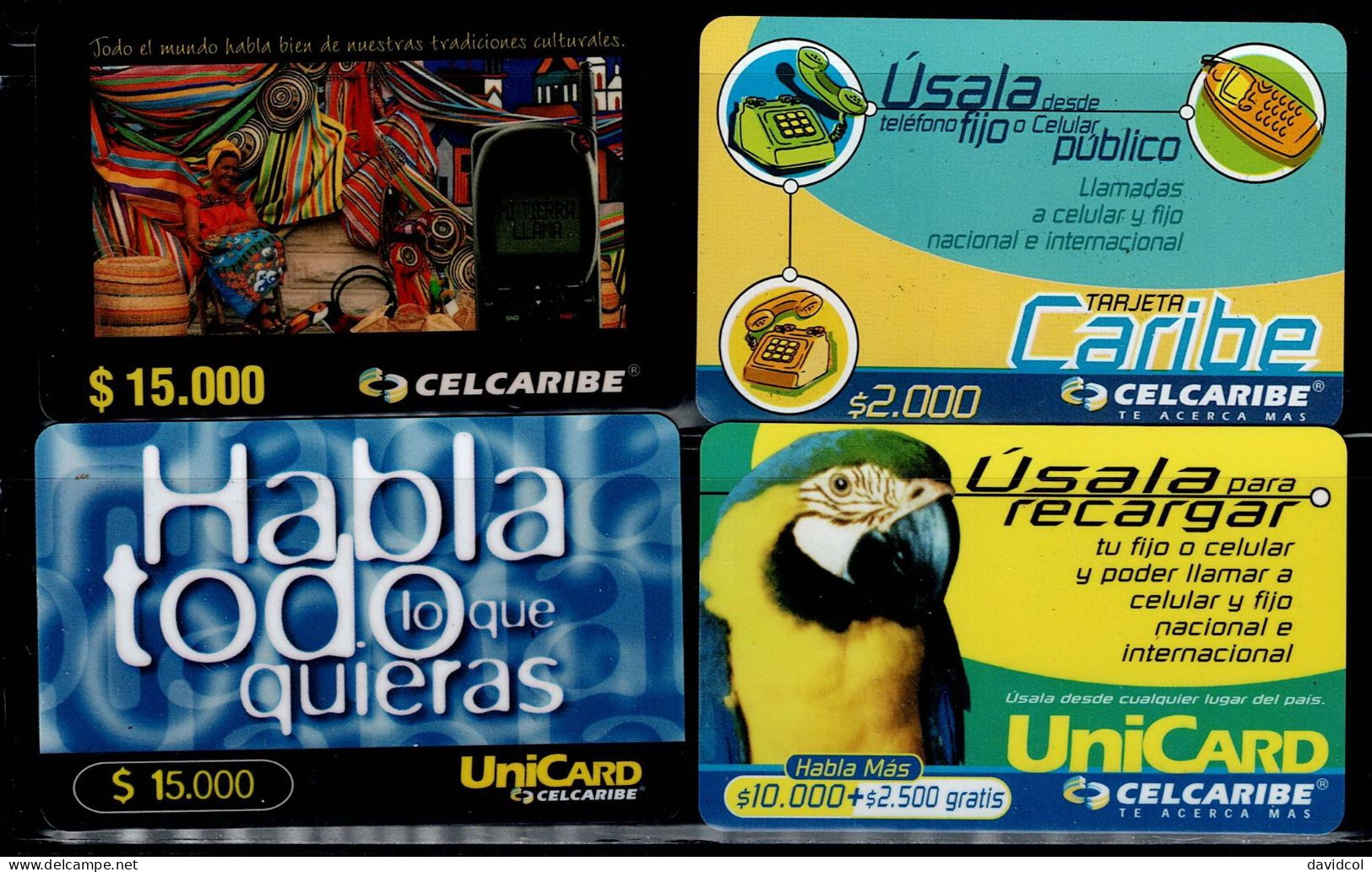 TT29-COLOMBIA PREPAID CARDS - 2001 - USED - CELCARIBE - $2.000 - $10.000 - $15.000 - Kolumbien