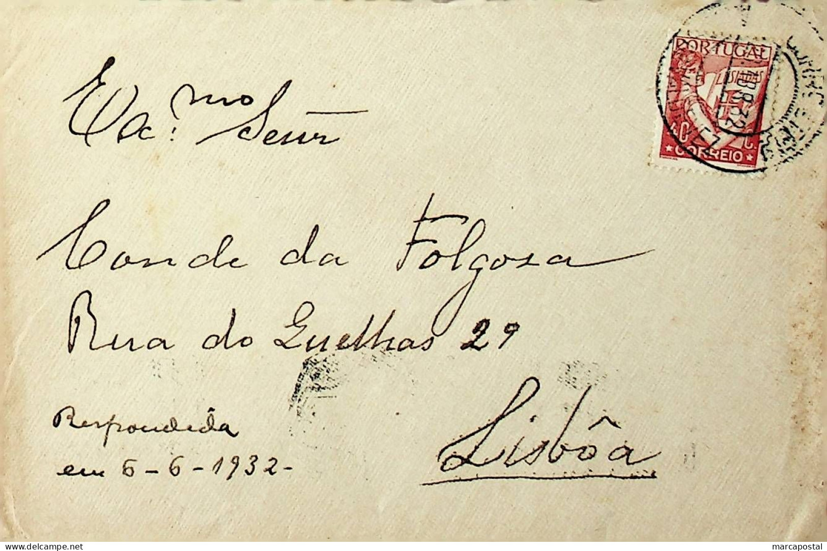 Portugal 1932 Carta Enviada De Arcos De Valdevez Para Lisboa Flâmula Publicitária - Postmark Collection