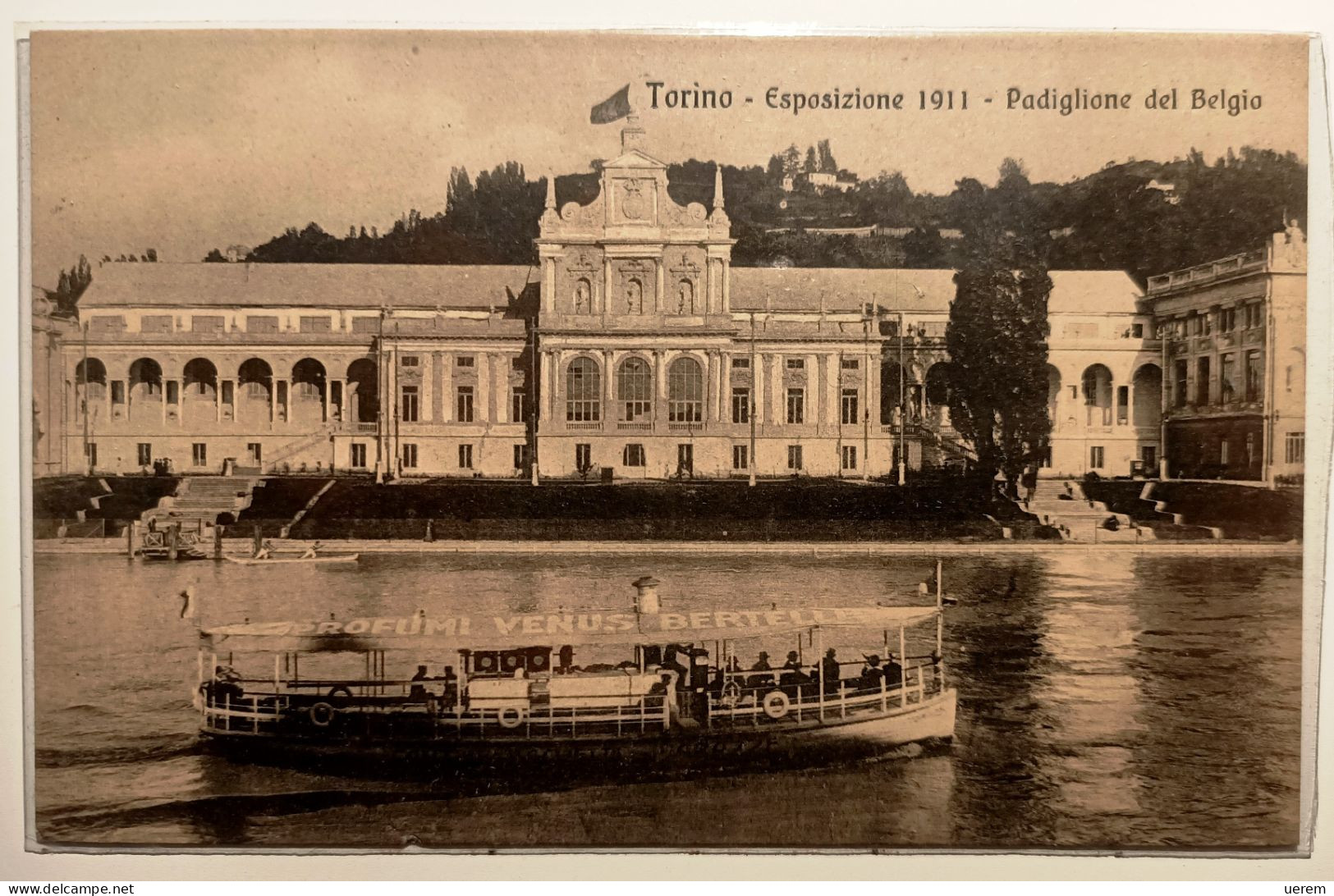 PIEMONTE TORINO 2 ESPOSIZIONE 1911 PADIGLIONE DEL BELGIO  Formato Piccolo Non Viaggiata In Primo Piano Battello Pubblici - Ausstellungen