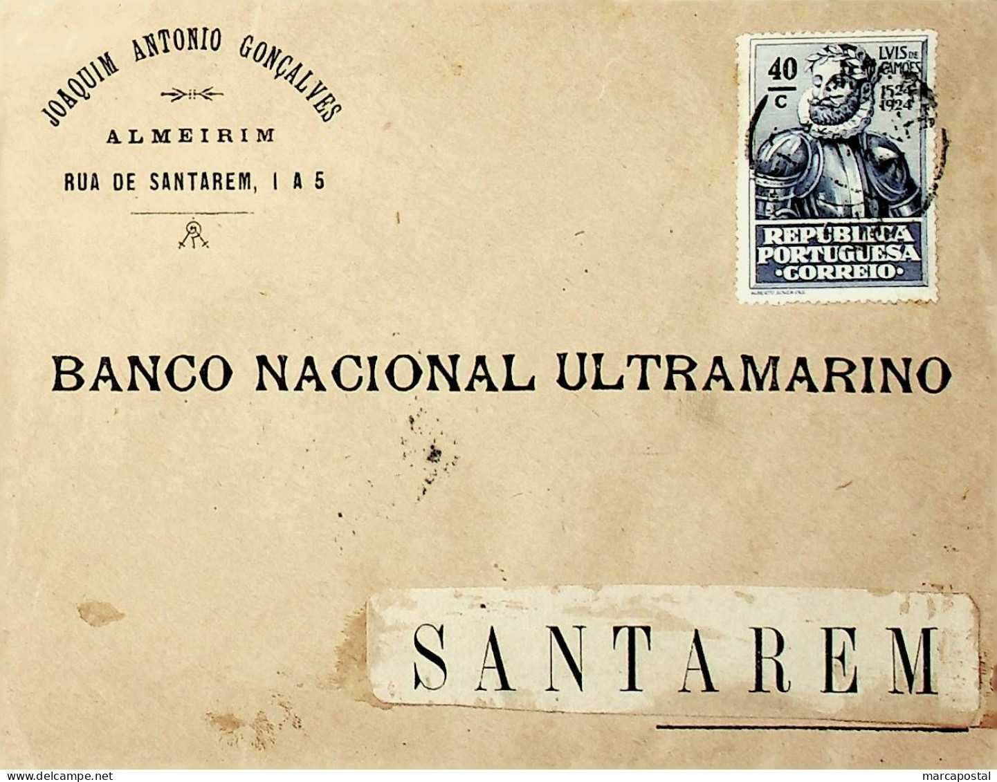 Portugal Carta Enviada Para Santarém Franquiada Com Centenário De Luís De Camões - Marcophilie