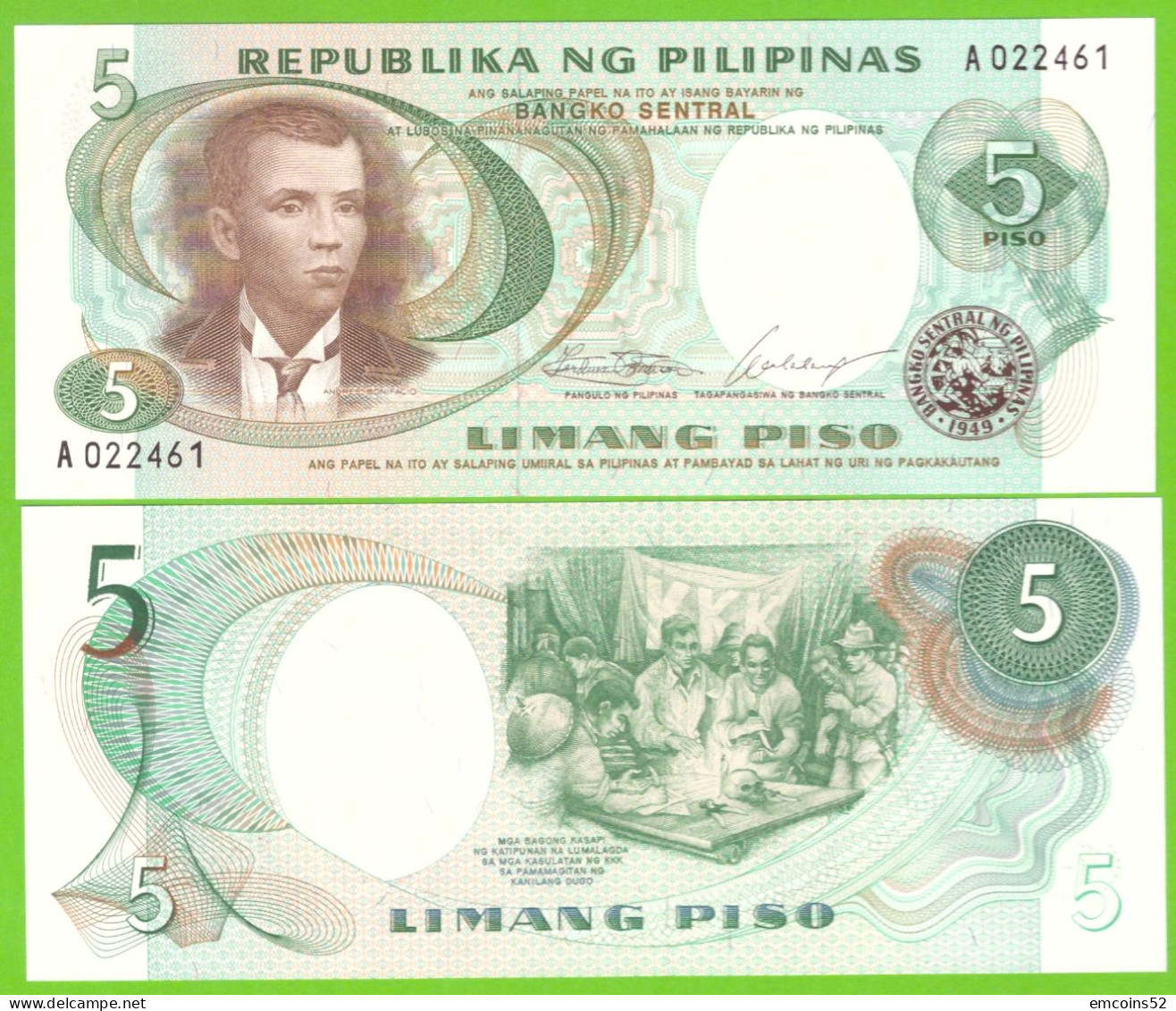 PHILIPPINES 5 PISO ND 1969  P-143a UNC - Philippinen