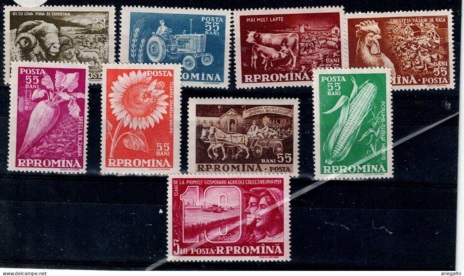 ROMANIA 1959 10 YEARS OF COLLECTIVE AGRICULTURAL FARM MI No 1771-9 MNH VF!! - Neufs