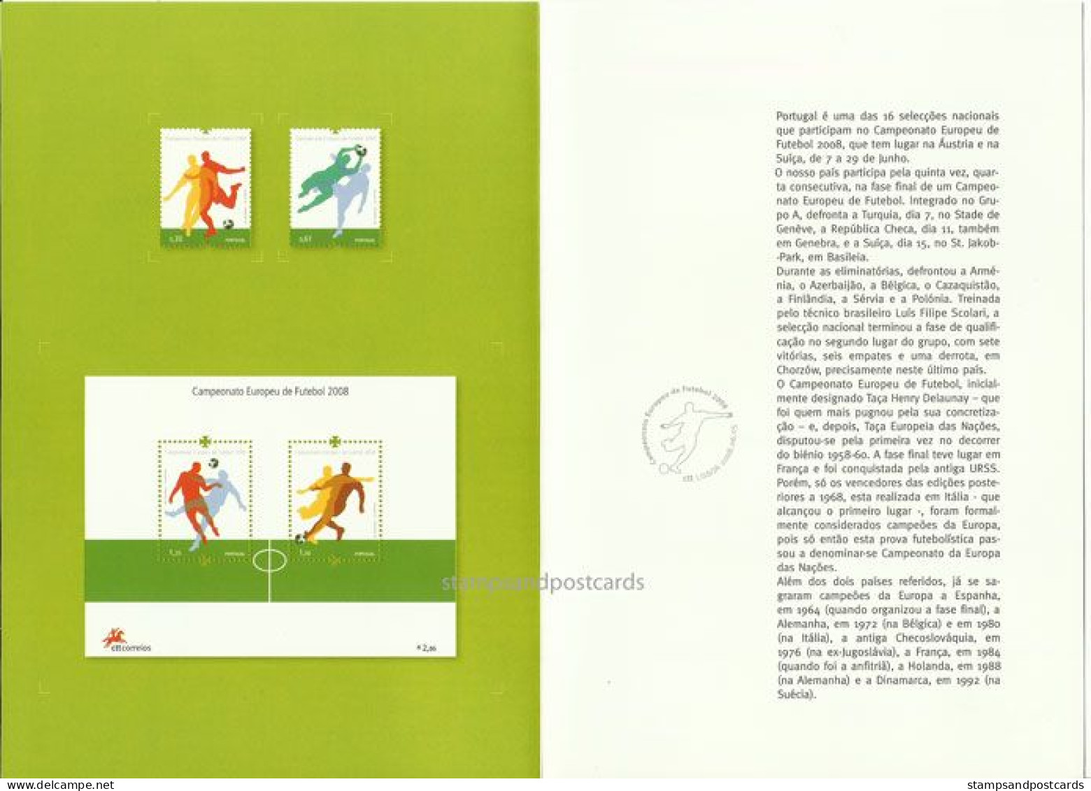 Portugal Autriche Austria Euro 2008 UEFA Coupe D'Europe De Football Brochure + Timbres + Bloc Europe Soccer Cup FDC - Championnat D'Europe (UEFA)