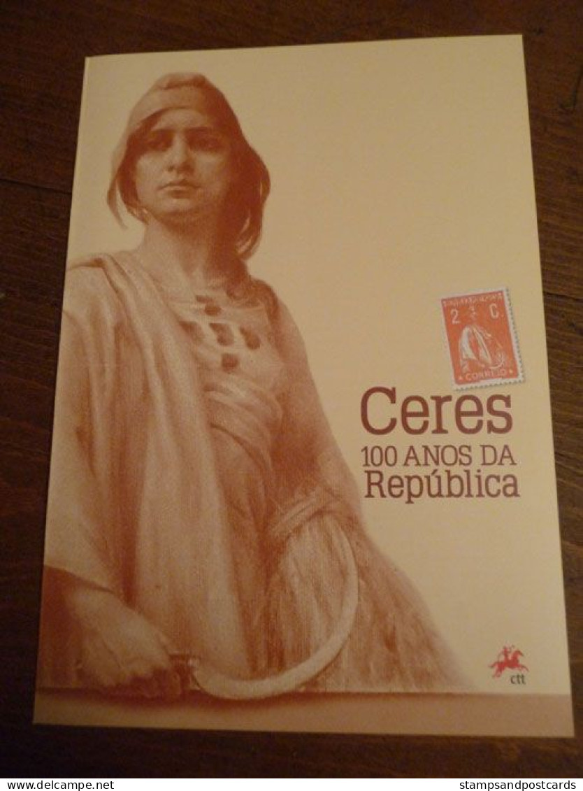 Portugal 2010 Centenaire Republique Ceres Gravé Taille Douce Brochure + Timbre + FDC Republic Centennial Engraved Stamp - Briefe U. Dokumente