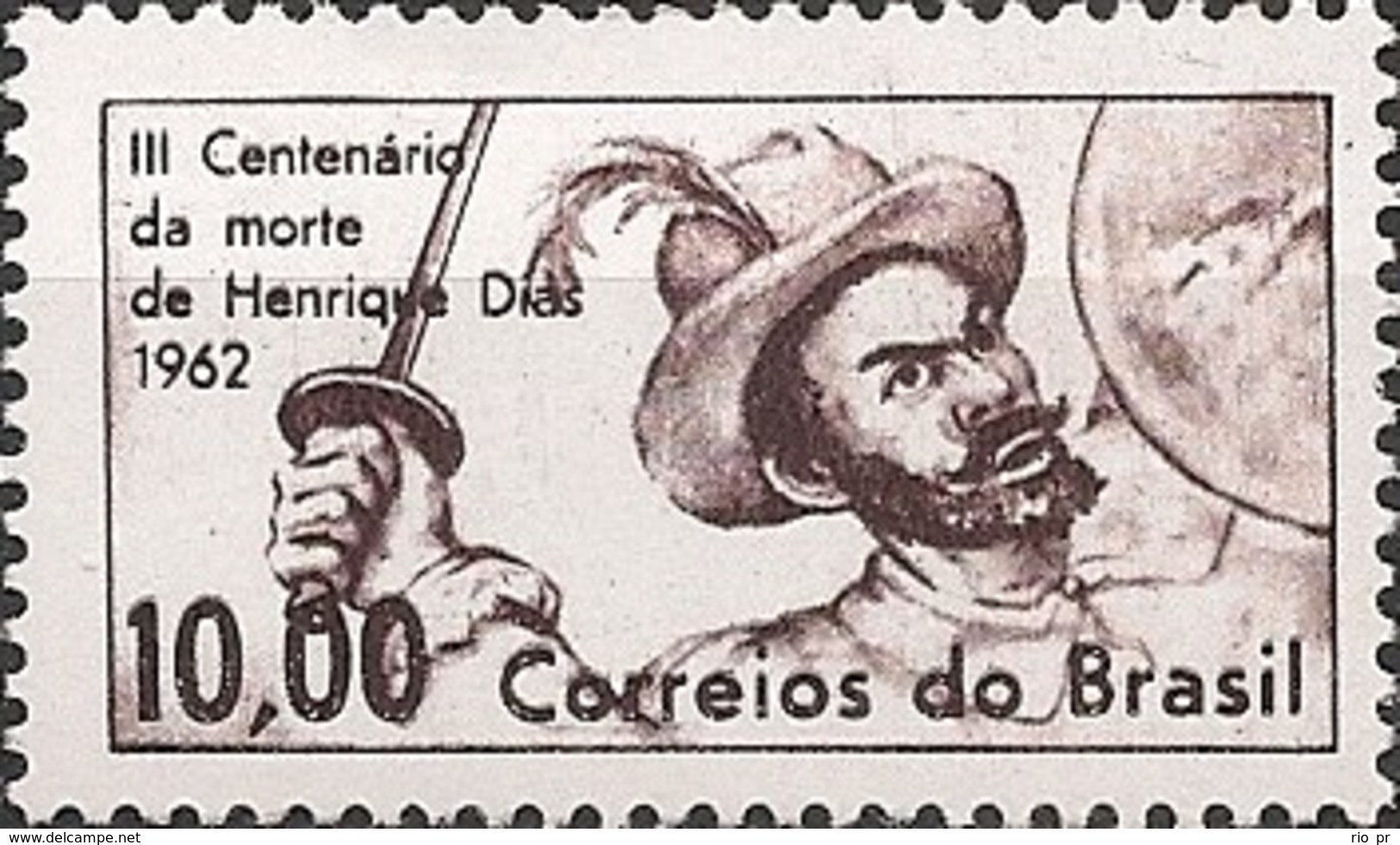 BRAZIL - 3rd DEATH CENTENARY OF HENRIQUE DIAS (1603-1662), PORTUGUESE FREEDOM FIGHTER 1962 - MNH - Unused Stamps