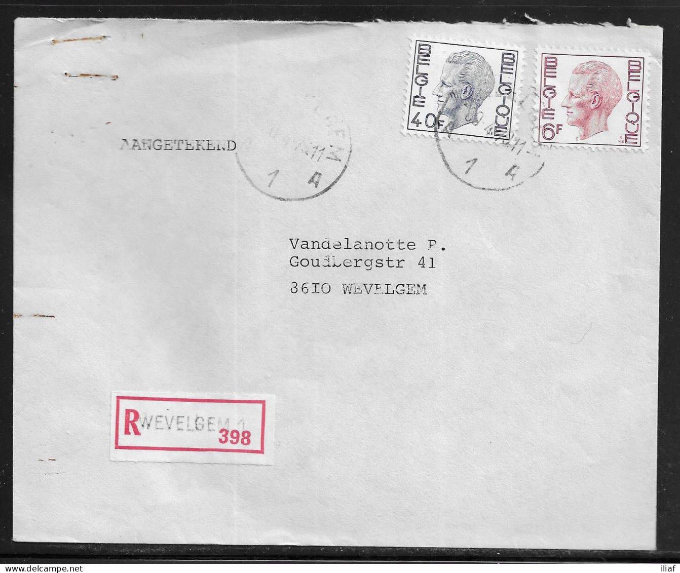 Belgium. Stamps Sc. 757, 780 On Registered Commercial Letter, Sent From Wevelgem On 30.04.1979 For Wevelgem - 1970-1980 Elström