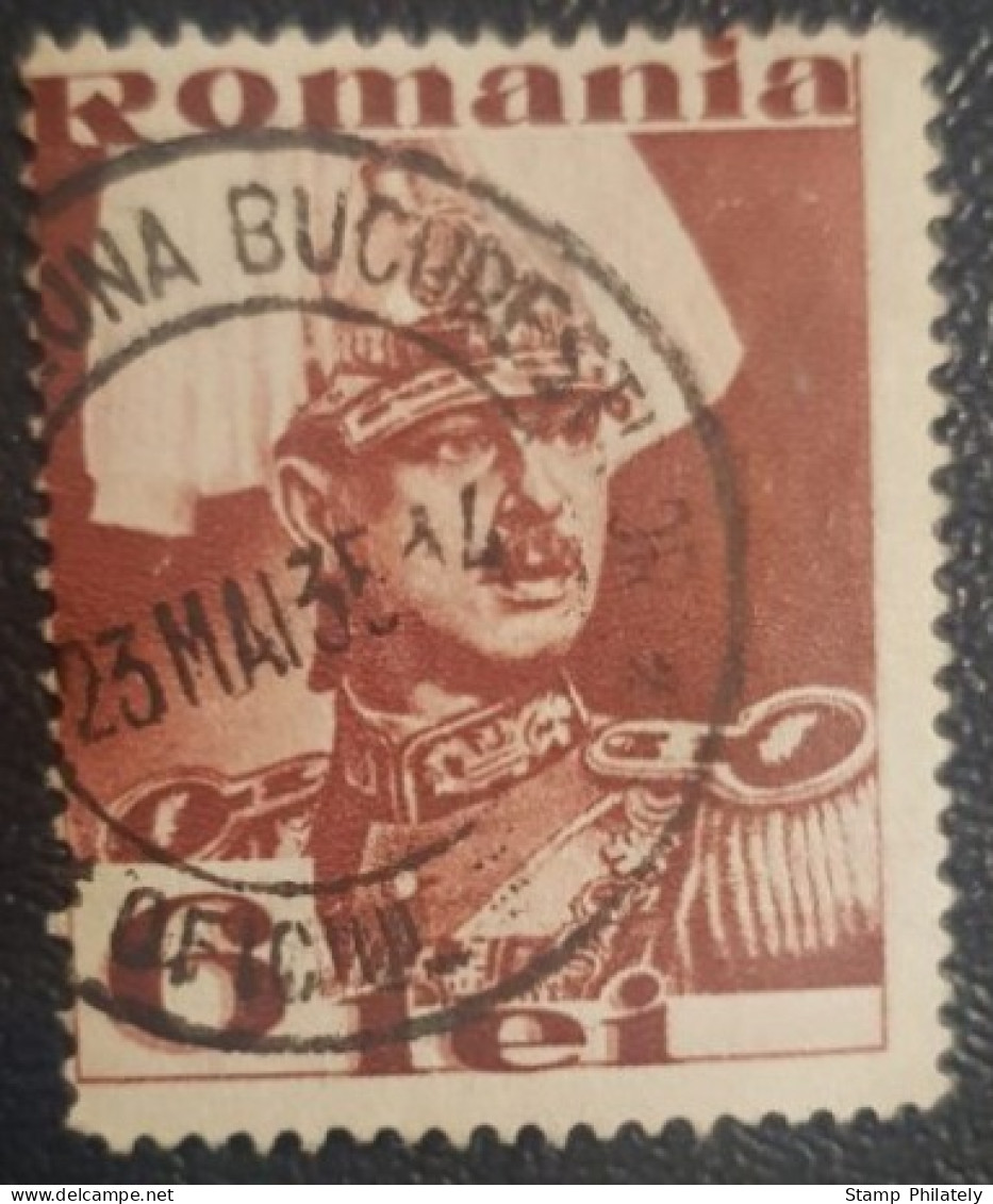 Romania 6L Used Postmark Stamp King Carol - Usado