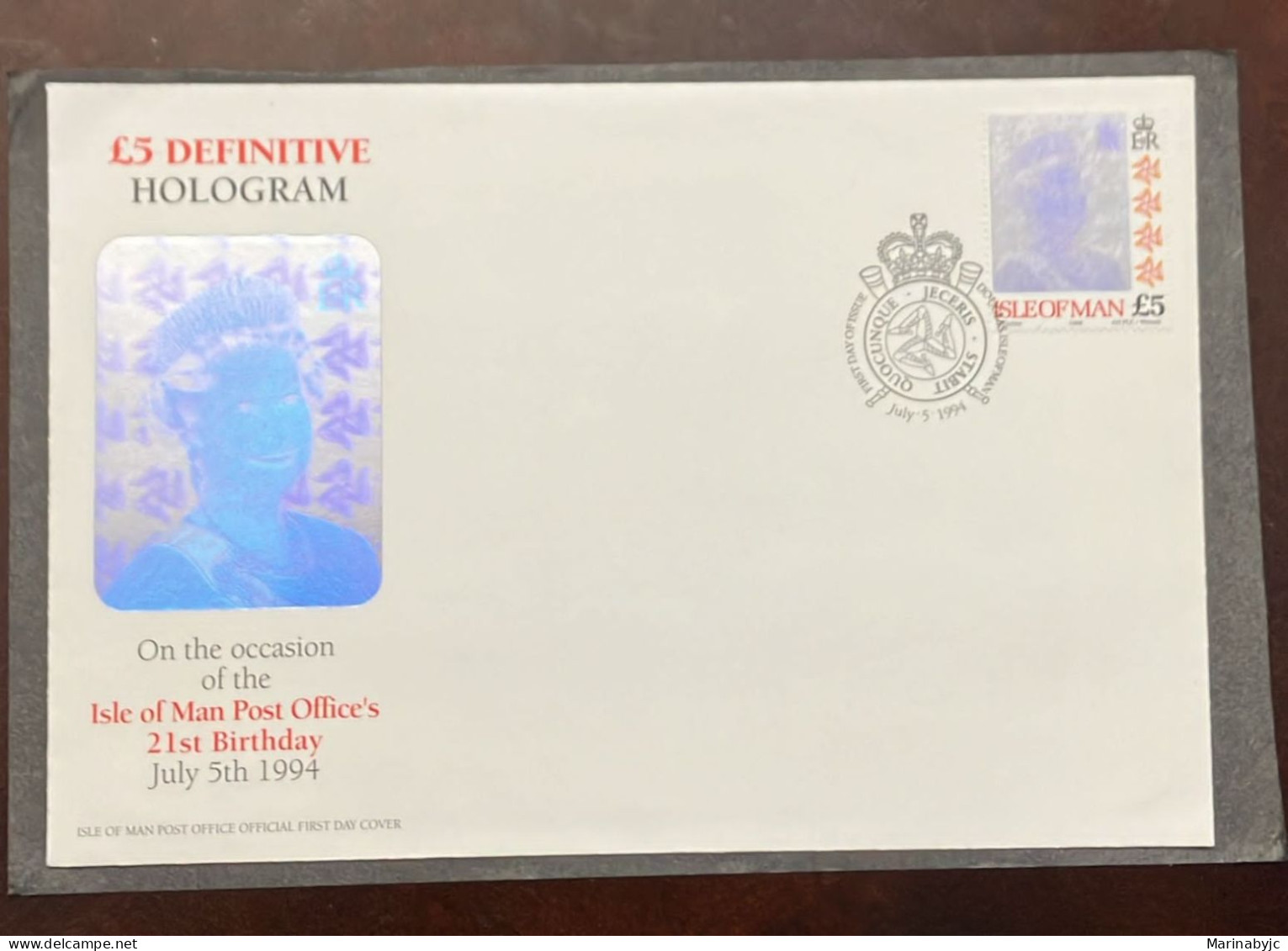 D)1994, ISLE OF MAN, FIRST DAY COVER, ISSUED ON THE OCCASION OF THE 21ST BIRTHDAY OF THE ISLE OF MAN POST OFFICE, FDC - Man (Insel)