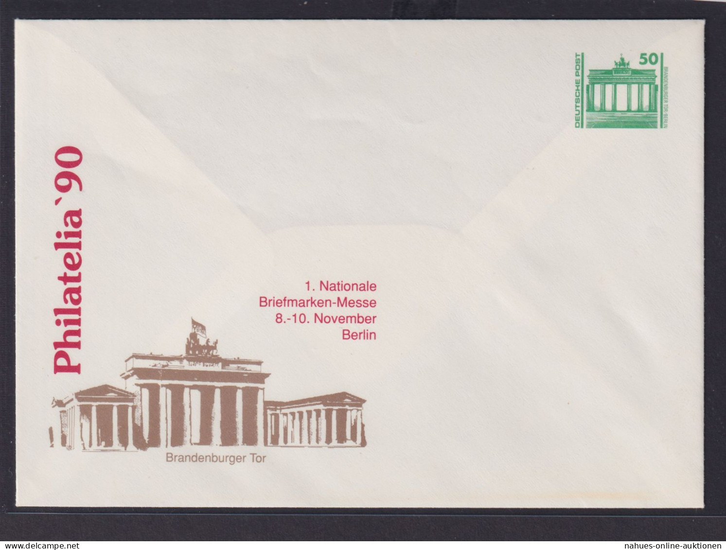 DDR Privatganzsache Philatelie Brandenburger Tor Philatelia WST 50 Pfg. Bauwerke - Postkarten - Gebraucht