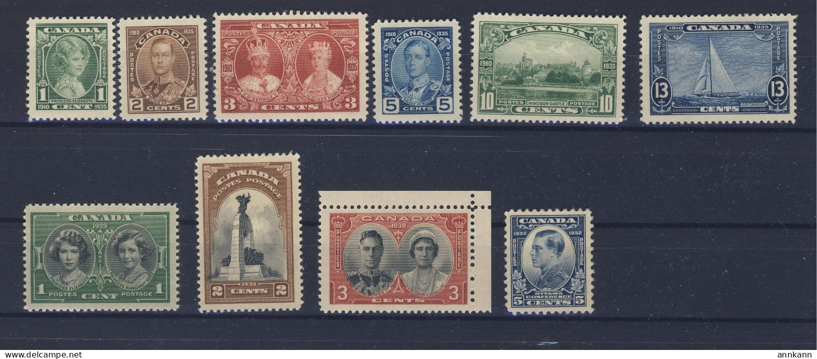 10x Canada Royalty Mint Stamps #211 To #216 #246 To #248 #193 Guide Value = $45.00 - Neufs