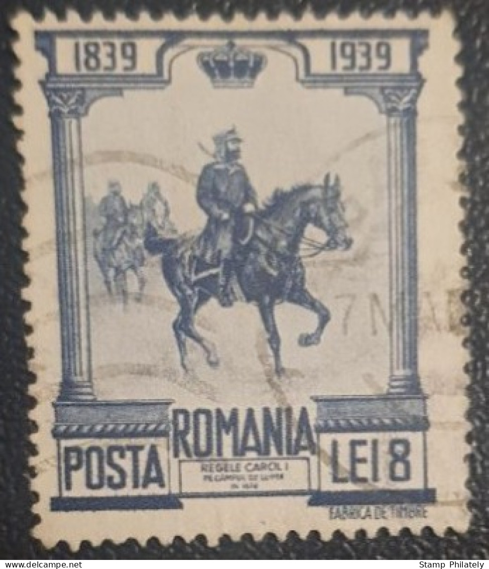 Romania 8L Used Stamp King Carol 1939 - Usado