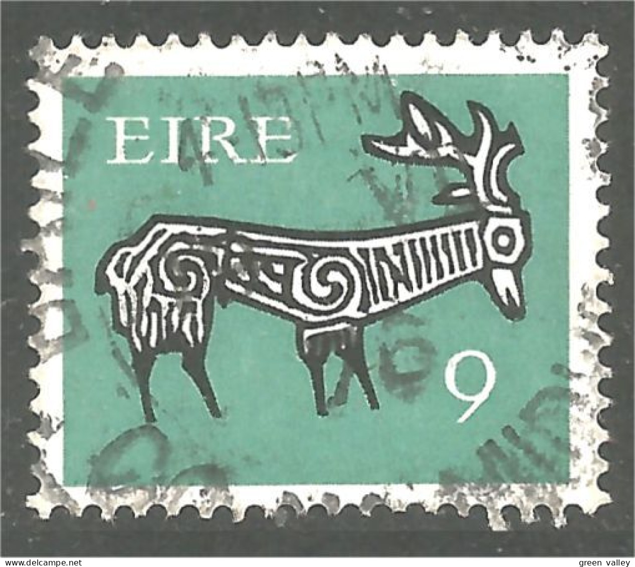 510 Ireland Stag Chevreuil Kent Hirsch Cervo 9 P (IRL-151) - Used Stamps