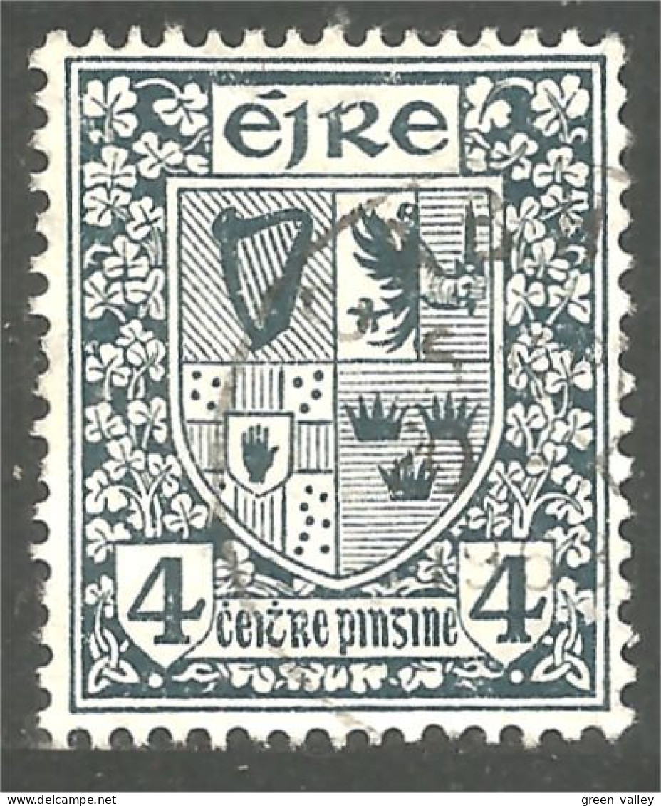 510 Ireland 4p Vert Green Armoiries Coat Of Arms (IRL-148) - Used Stamps