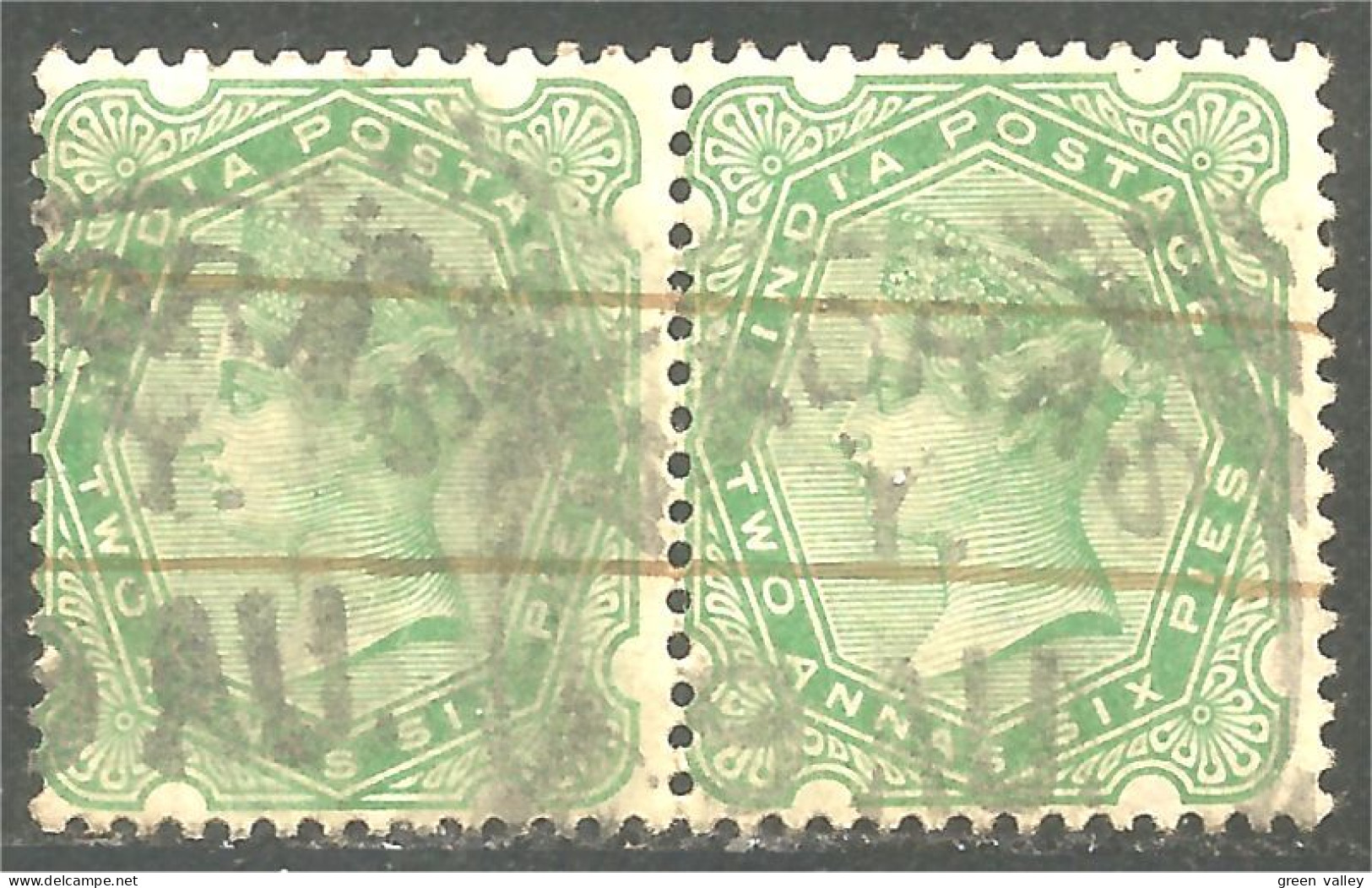 504 Inde 1892 Victoria 2a6p Green Nice Pair MADRAS (IND-59) - 1882-1901 Empire