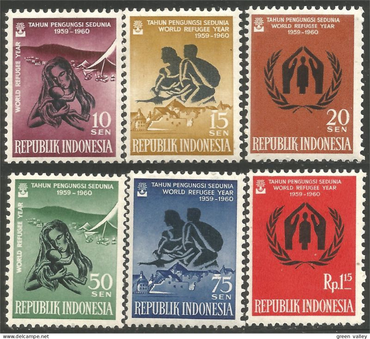 500 Indonesia 1959 Année Réfugiés Refugee Year MH * Neuf CH (IDS-128) - Rifugiati