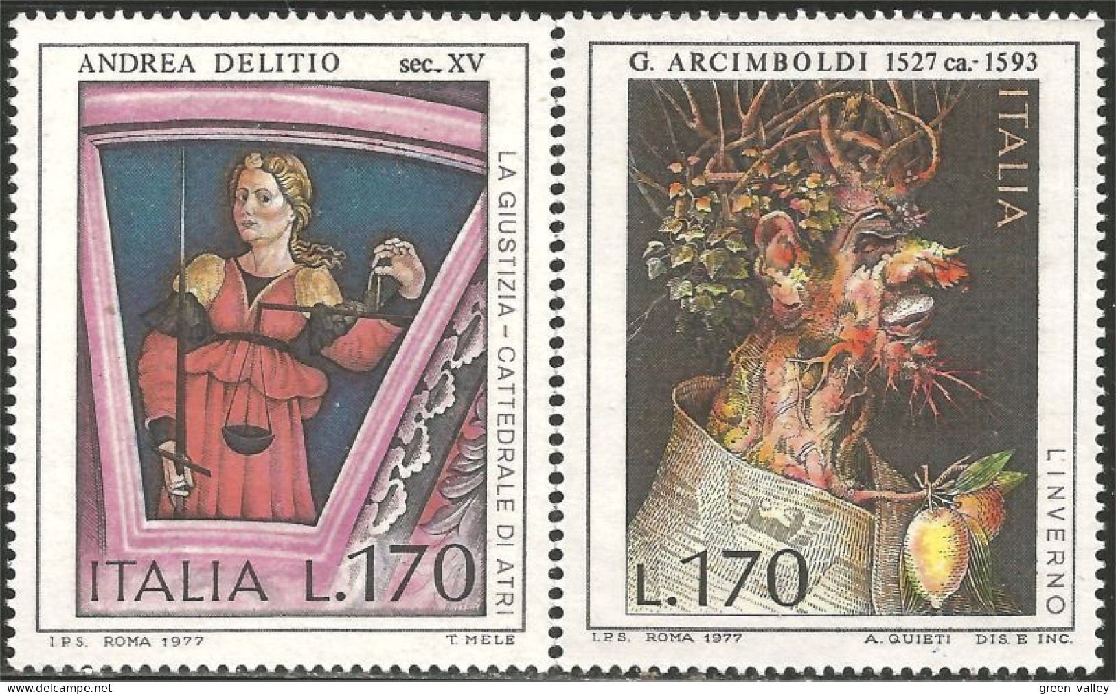 520 Italy Tableaux Épée Sword Winter Hiver Arbre Tree Arcimboldi Paintings MNH ** Neuf SC (ITA-161a) - 1971-80: Neufs