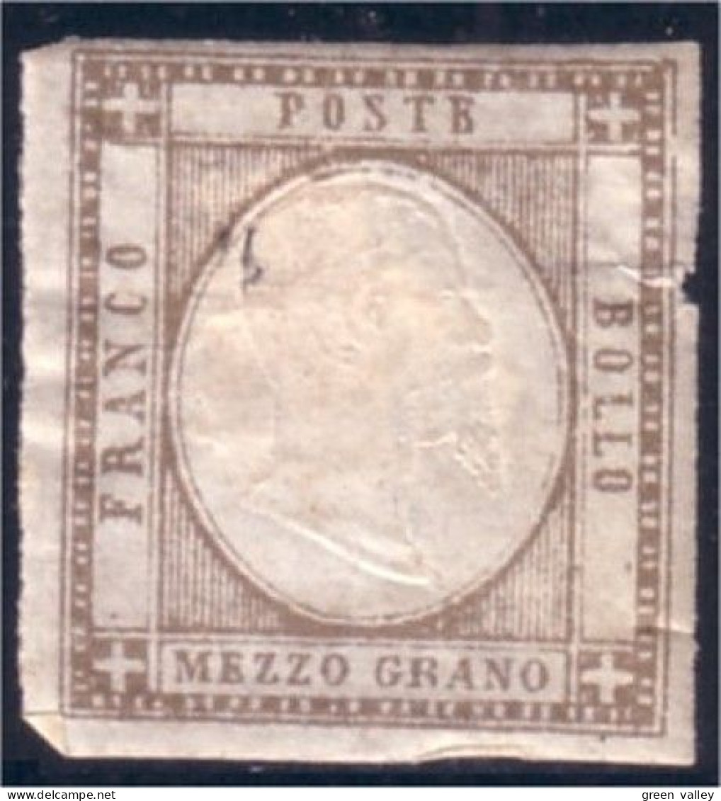 520 Italy 1861 Deux Siciles 1/2g Bistre MH * Neuf (ITA-8) - Nápoles