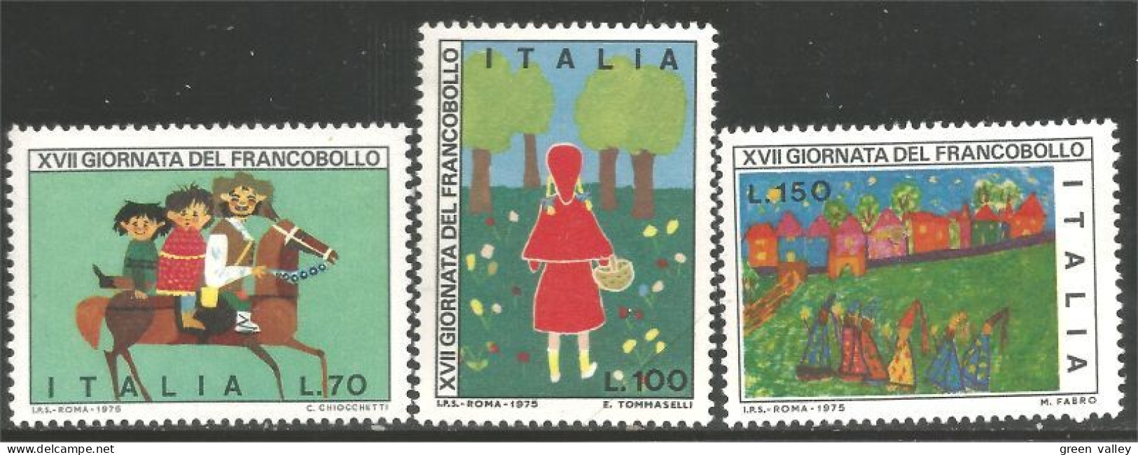 520 Italy Stamp Day Jour Timbre Enfants Children Cheval Horse Pferd MNH ** Neuf SC (ITA-286) - Tag Der Briefmarke