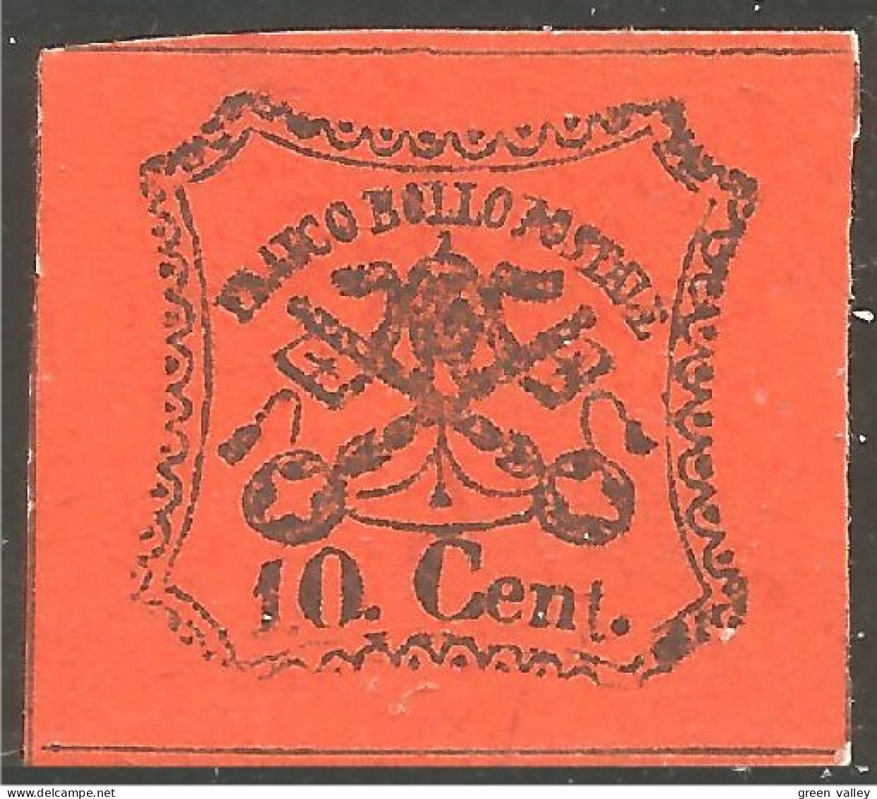 520 Italy Rome 1857 10 Cent No Gum Very Fine (ITA-245) - Papal States