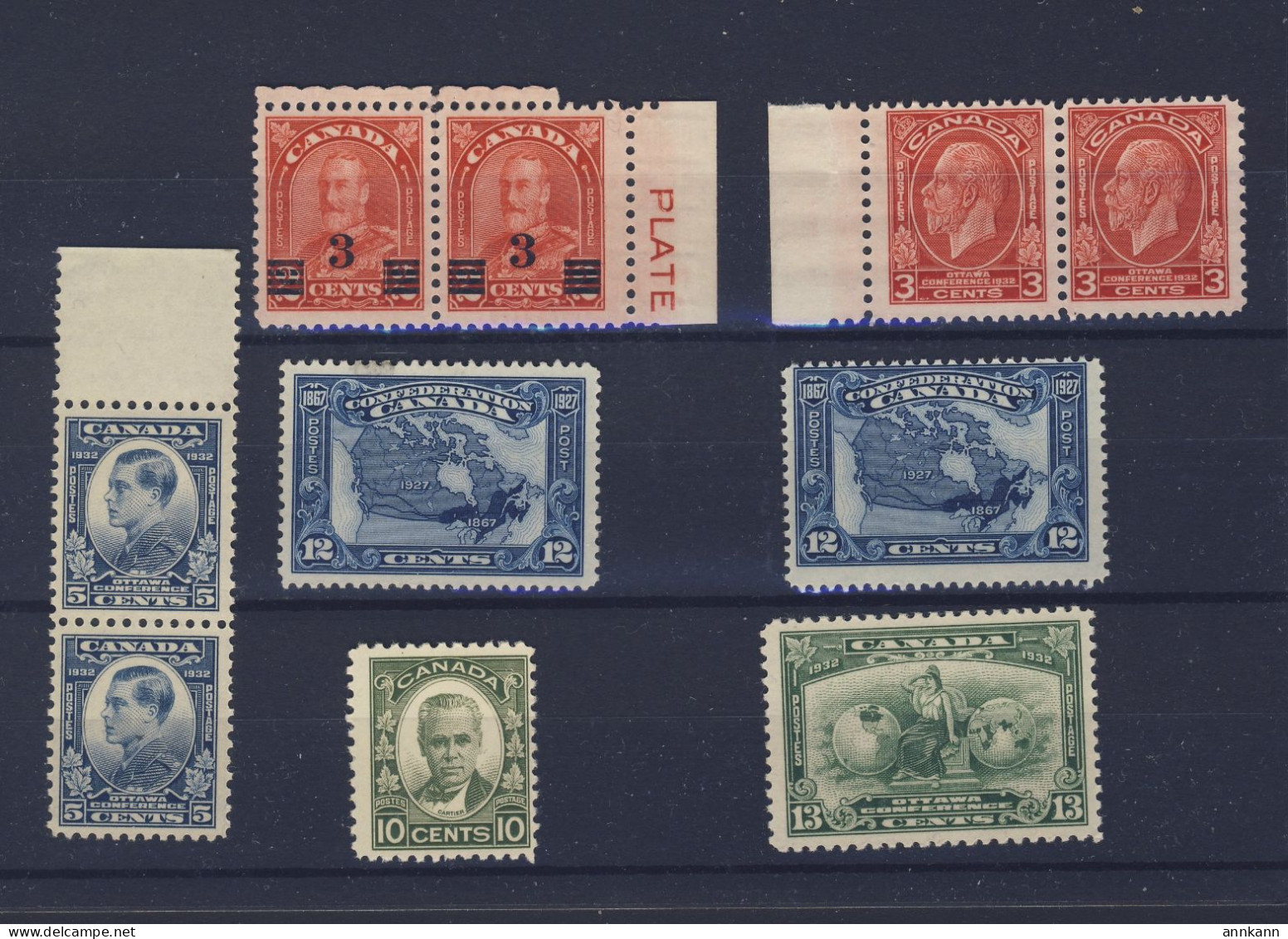 10x Canada Mint Stamps #191-192-193-145-190-194 Guide Value = $128.00 - Neufs