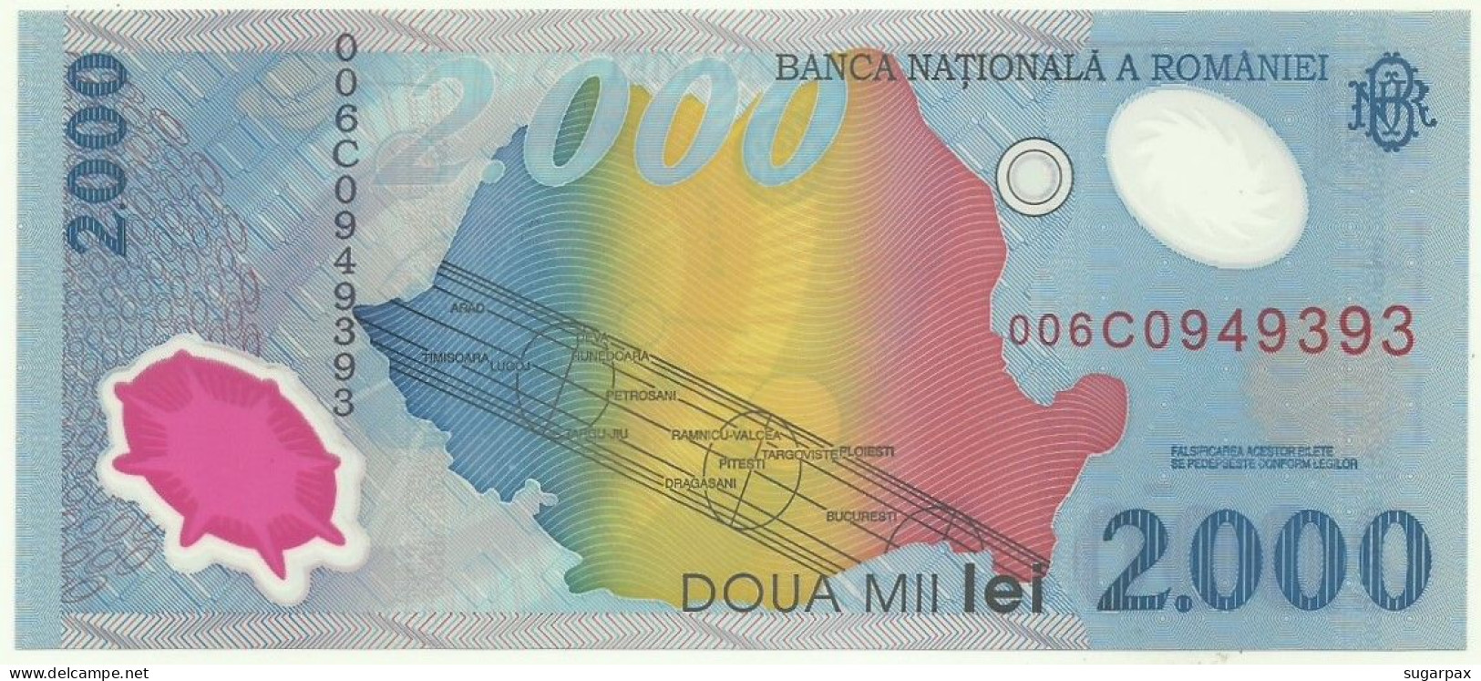 ROMANIA - 2.000 Lei - 1999 - Pick 111.a - Unc. - Série 006C - Total Solar ECLIPSE Commemorative POLYMER - 2000 - Romania