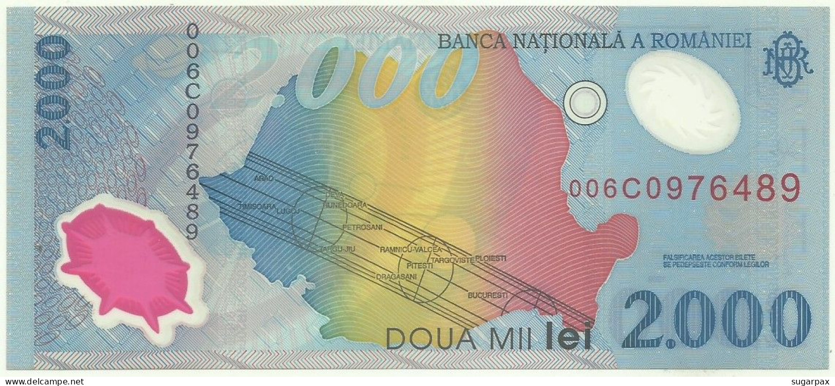 ROMANIA - 2.000 Lei - 1999 - Pick 111.a - Unc. - Série 006C - Total Solar ECLIPSE Commemorative POLYMER - 2000 - Romania