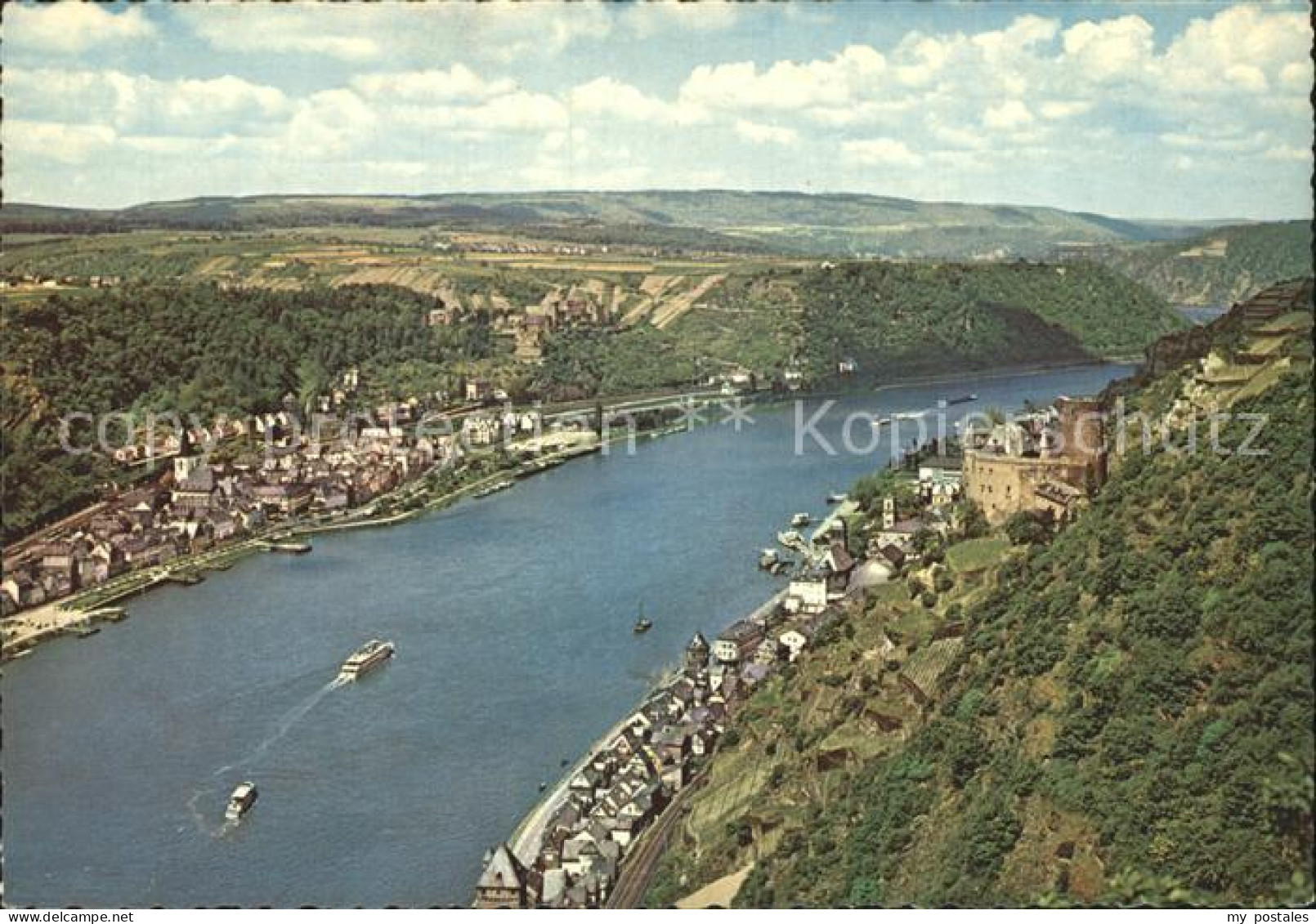 72304178 St Goar Fliegeraufnahme Rheinpartie St. Goar - St. Goar