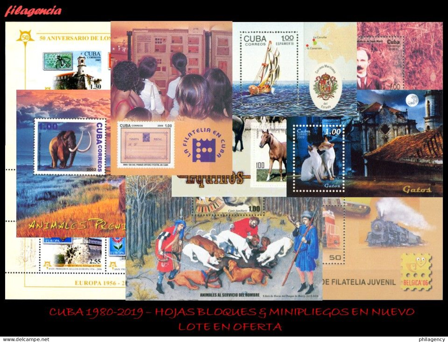 LOTES EN OFERTA. CUBA MINT. 1980-2019 LOTE DE 100 HOJAS BLOQUES & MINIPLIEGOS DIFERENTES MNH - Blocchi & Foglietti