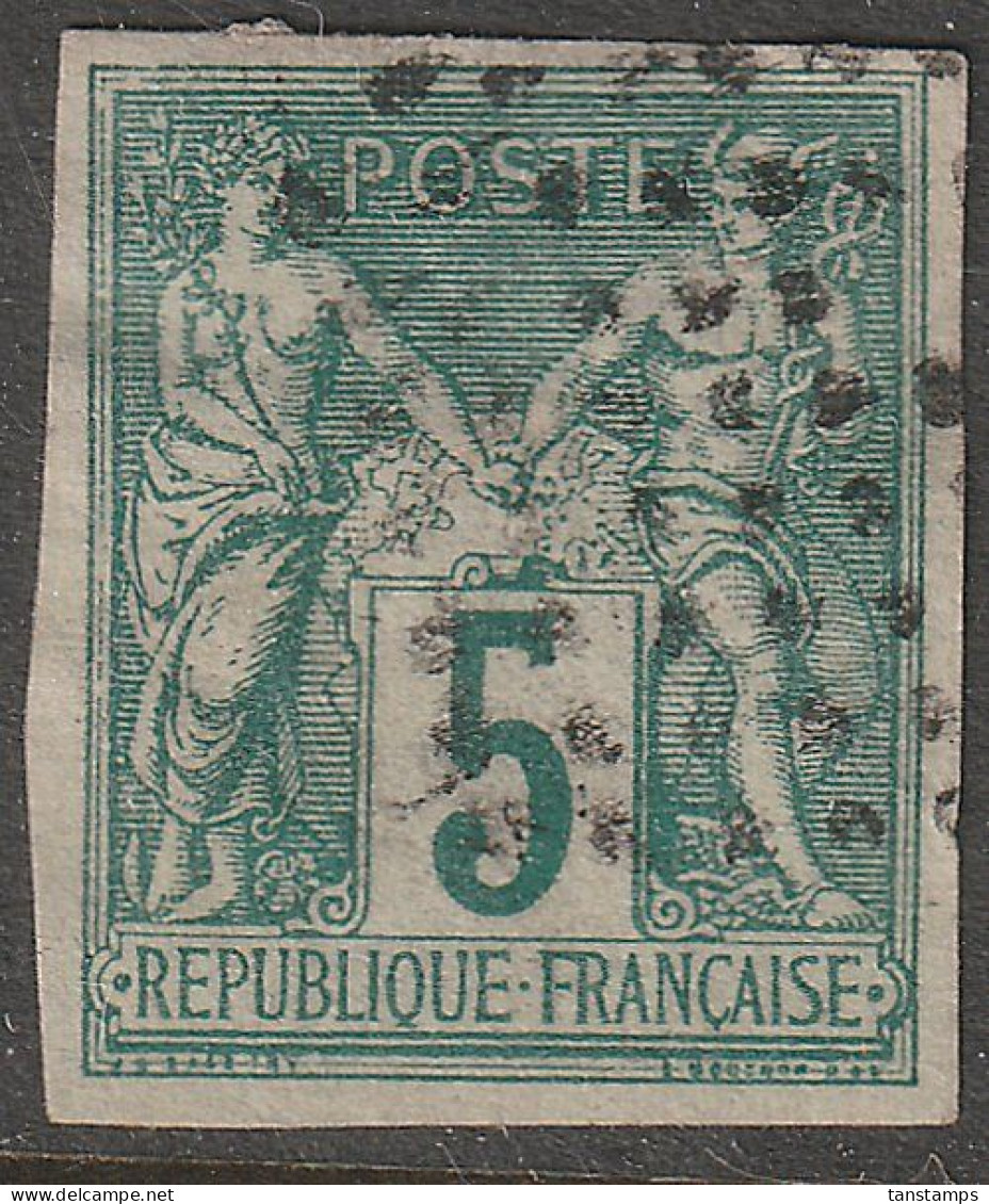FRENCH COLONIES 5c GREEN 1877-78 TYPE II COMMERCE - Sage