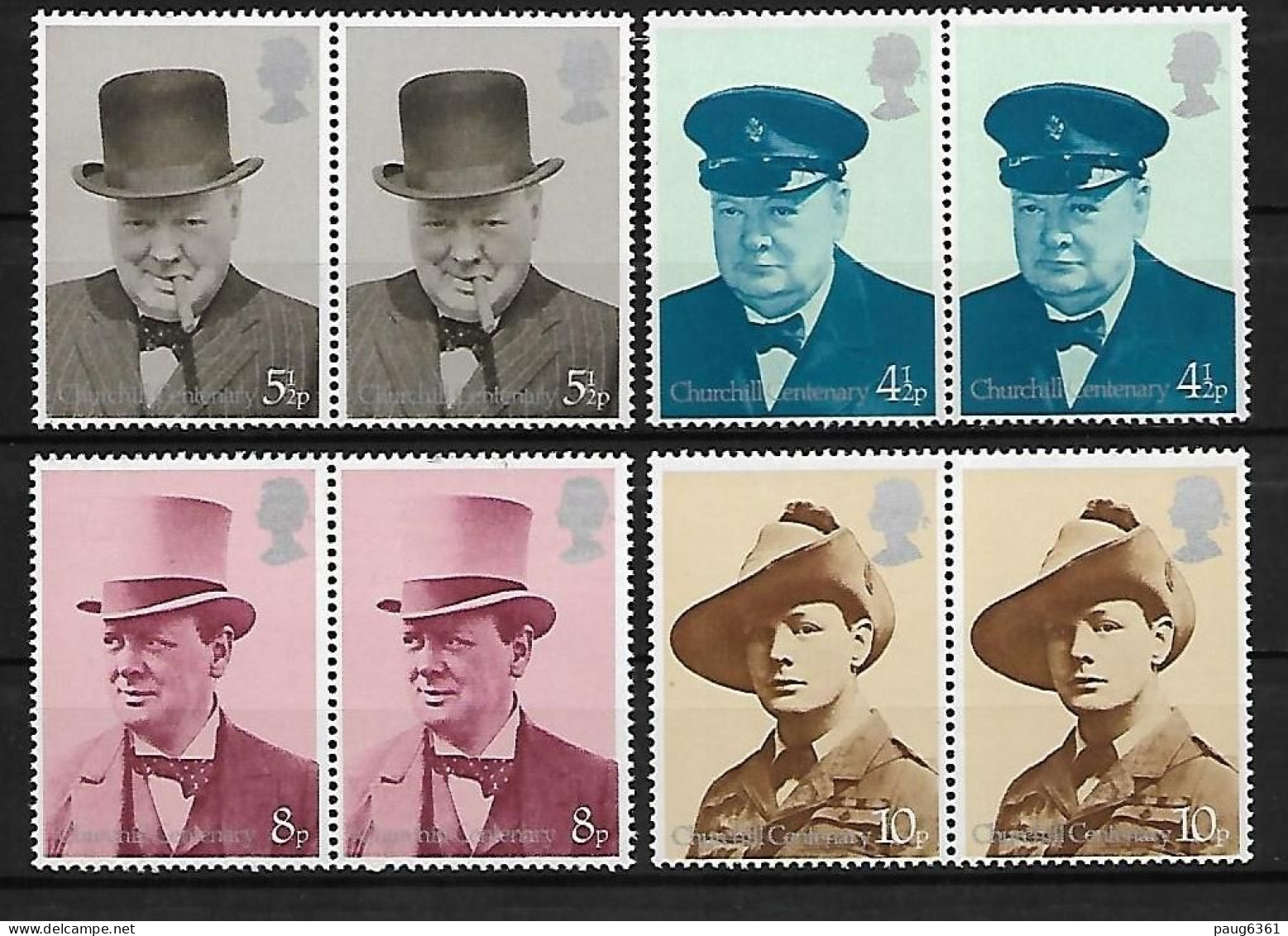 GRANDE-BRETAGNE 1974 PAIRE CHURCHILL  YVERT  N°735/738 NEUF MNH** - Nuevos