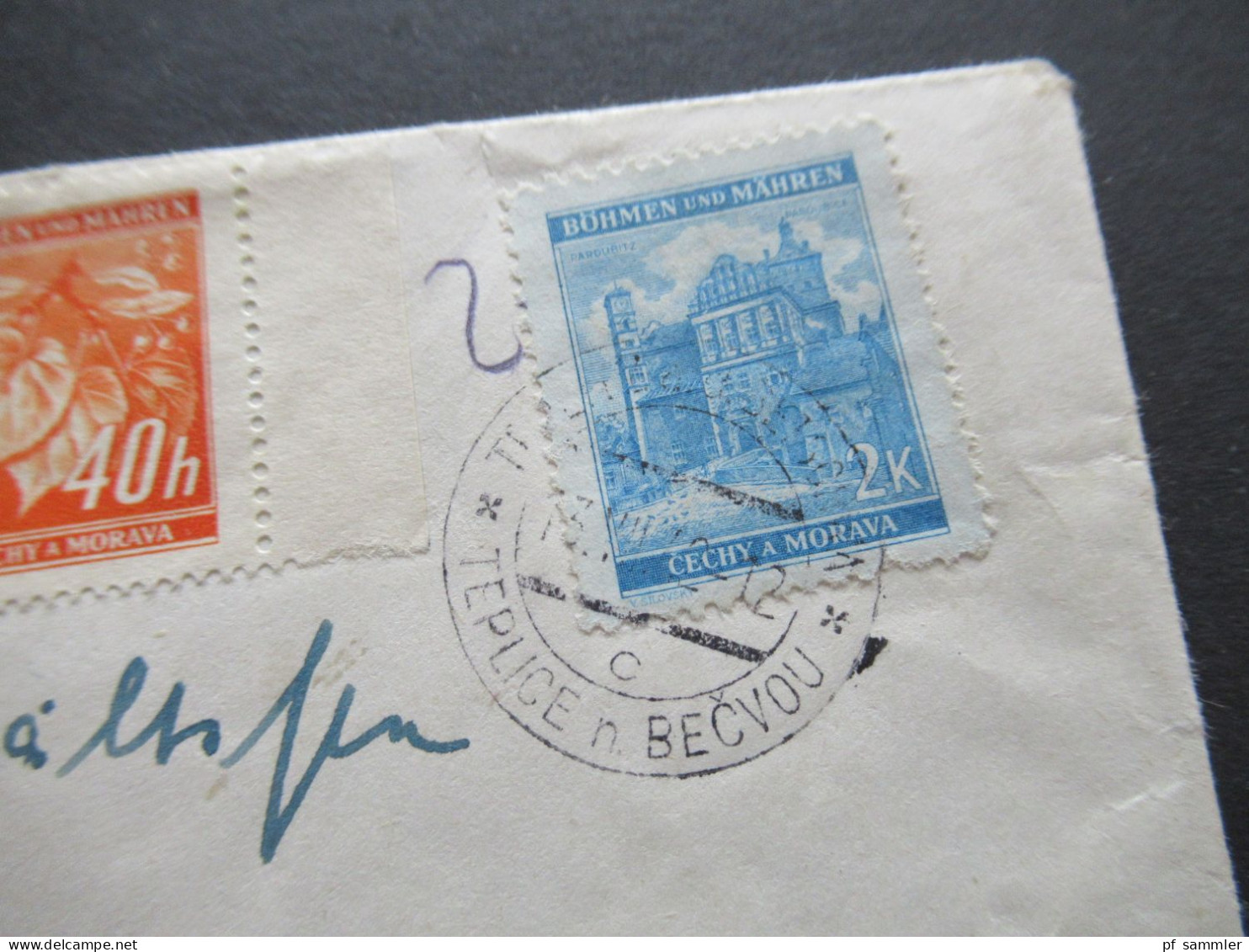 Böhmen Und Mähren 1942 MiF 1x Randstück Rechts Stempel Teplitz A.d.Betschwa / Teplice - Covers & Documents